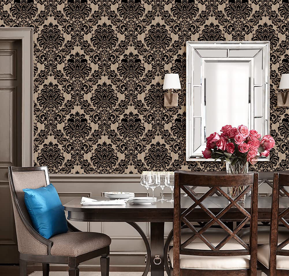9148-10M Damask Peel and Stick Wallpaper - 17.7