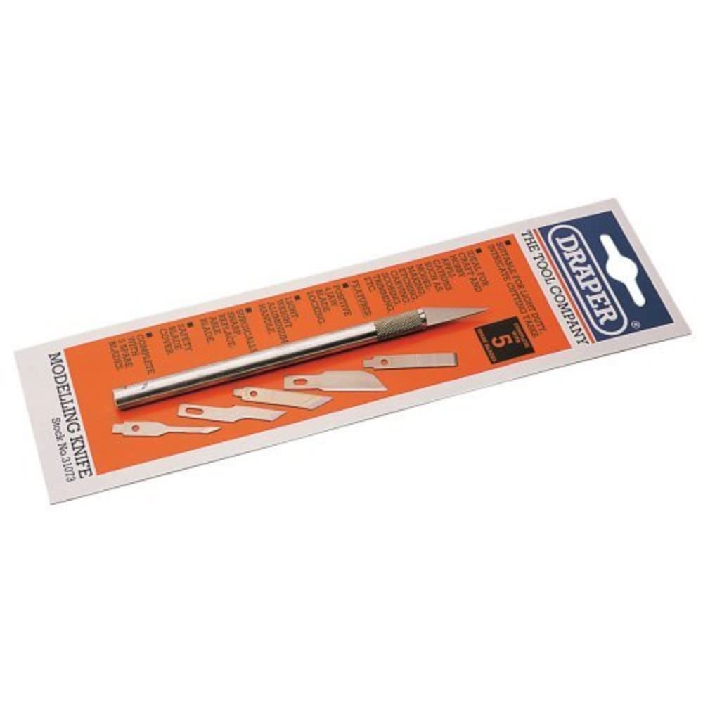 Draper Modeling Knife with 5 Interchangeable Blades - Precision Crafting Tool for DIY, Hobby & Model Making Projects