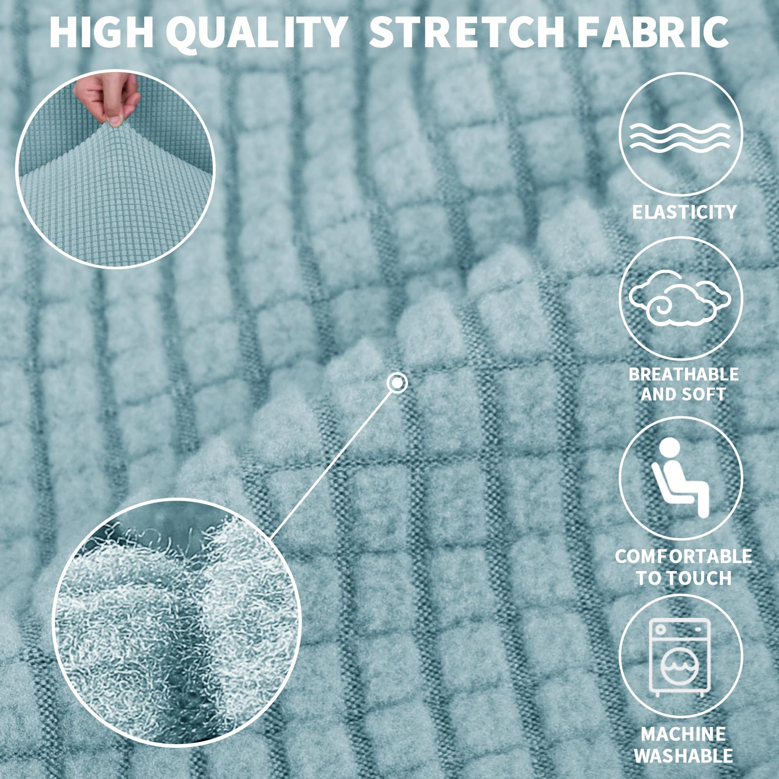 JIVINER Stretch Jacquard 2-Cushion Loveseat Slipcover - Anti-Slip Sofa Cover Protector for Pets & Kids, Light Blue - Perfect for Living Room, Family Room & Pet-Friendly Homes