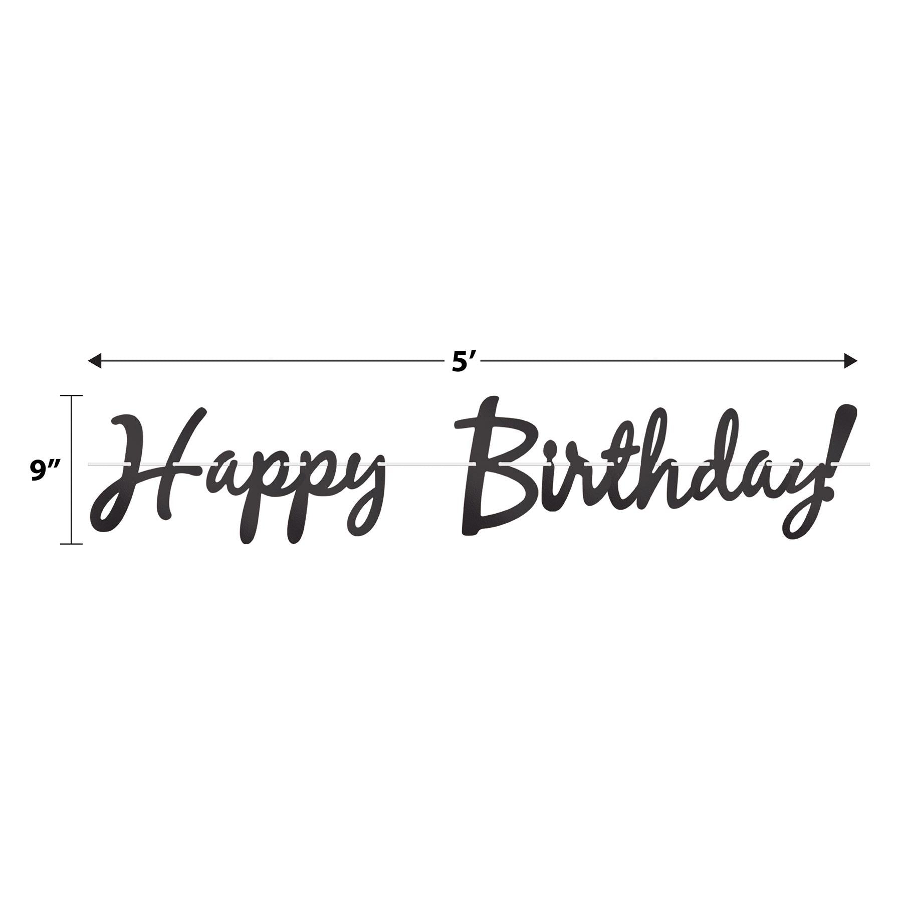 12 Pack Black Foil Happy Birthday Party Streamers - Perfect for Birthday Decorations, Party Supplies & Celebration Decor