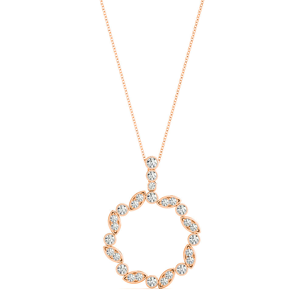 0.50 Carat Diamond Milgrain Circle Pendant Necklace - Elegant Jewelry for Women, Perfect for Weddings, Anniversaries & Special Occasions