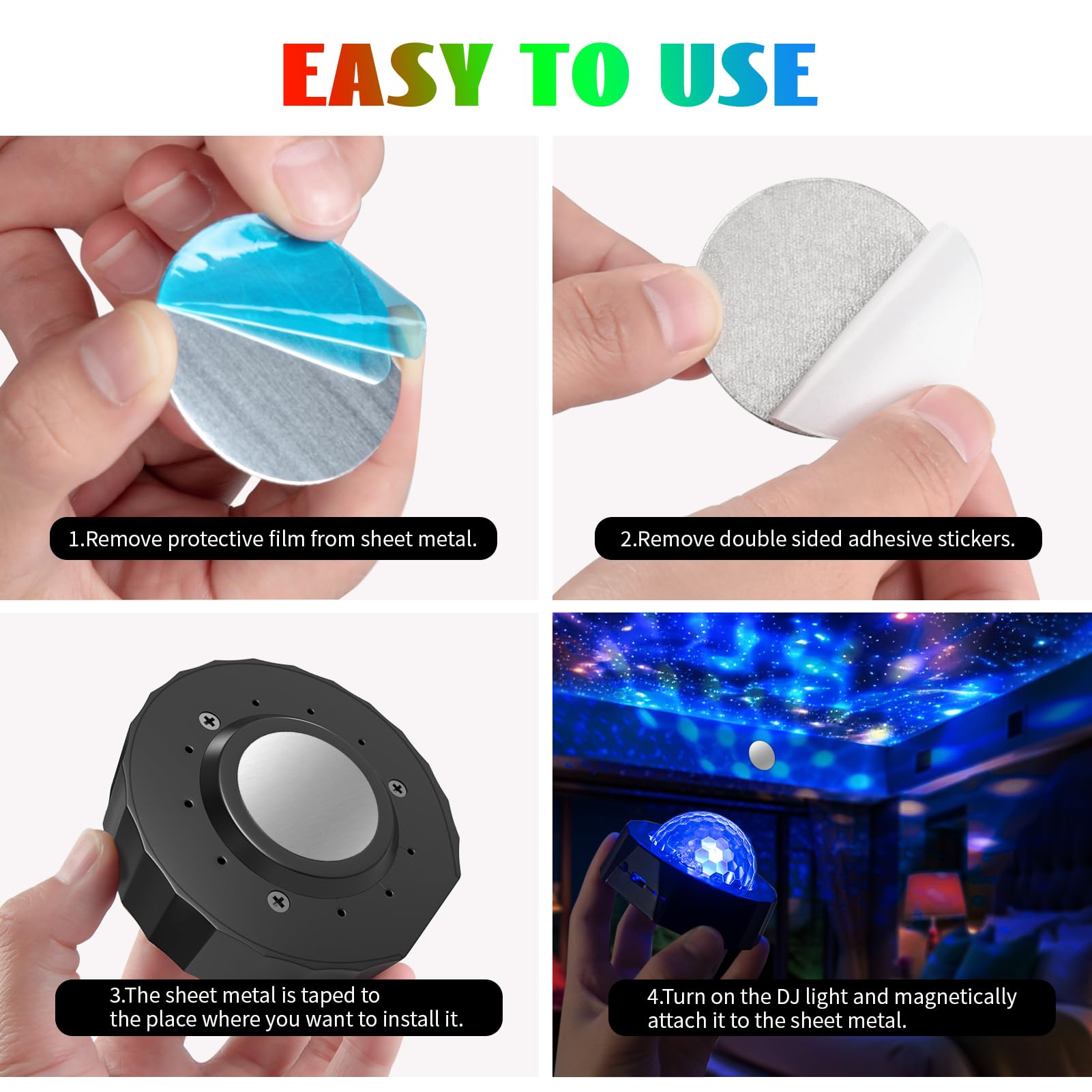 Rechargeable Sound-Activated Mini Disco Ball for Car - Multicolor LED Party Lights with Music Sync, USB Charging & 360° Rotation (Black) | Perfect for Road Trips, Night Drives & Car Parties