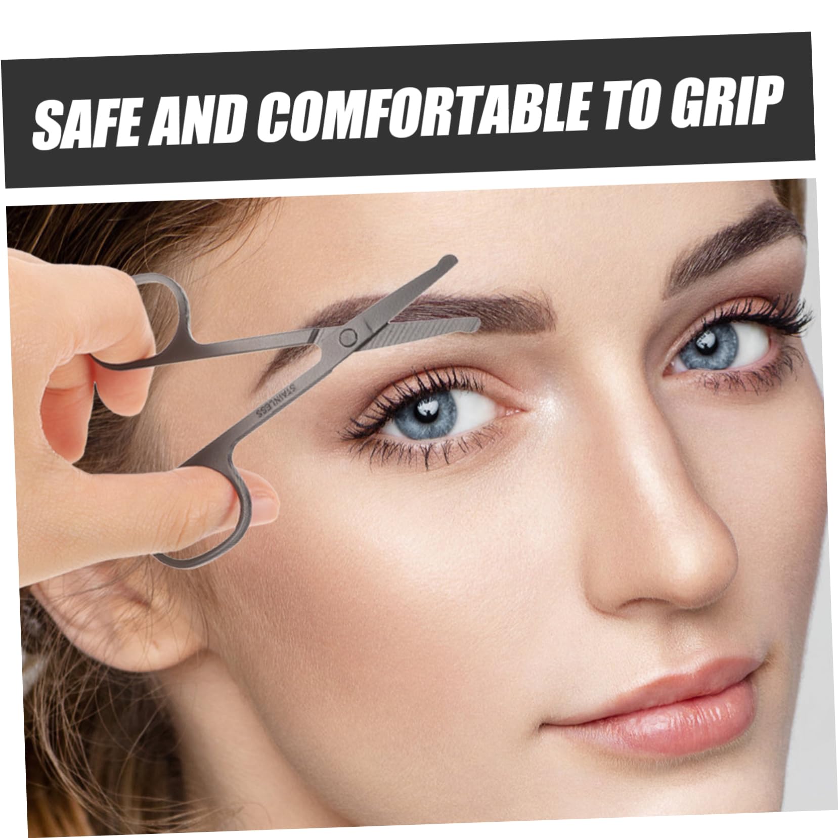 FOMIYES 2-Piece Stainless Steel Rounded Tip Scissors Set - Eyebrow, Ear Hair, Mustache & Nose Hair Trimming Scissors for Men & Women | Grooming, Personal Care & Travel Essentials