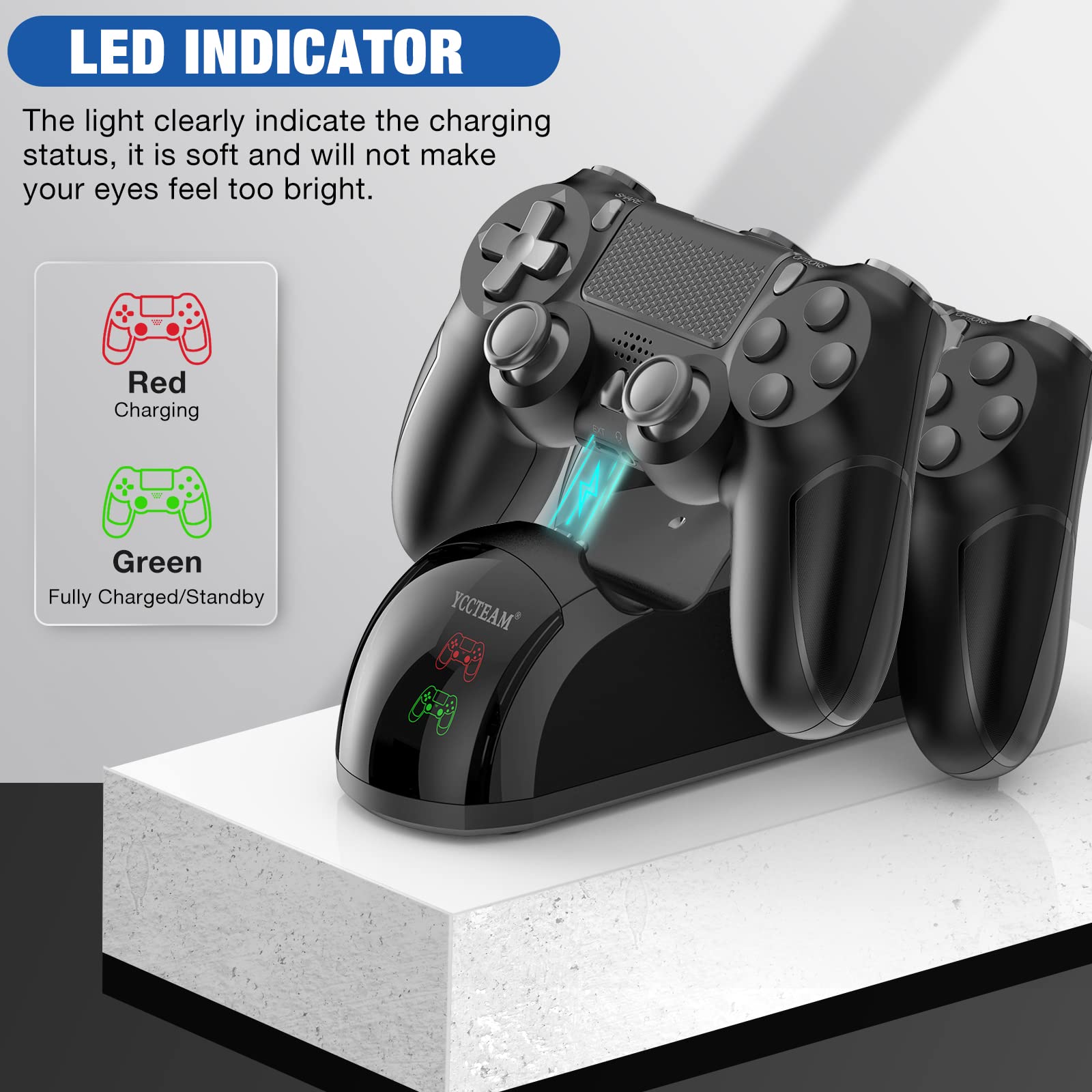 Fast Charging Dock Station for PS4/PS4 Slim/PS4 Pro - Dual USB Ports with LED Indicator - 1.8H Quick Charge - Perfect for Gaming Sessions & Multiplayer Charging Needs