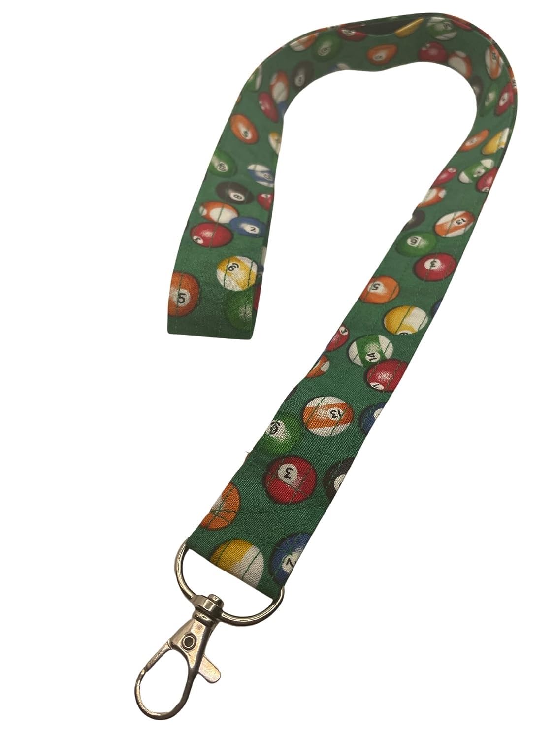 Colorful Fabric Lanyard Keychain with ID Badge Holder - Stylish Key Keeper for Work, School & Events (Fun Pool Balls Design) - Perfect for Office, Conference, Gym & Travel Accessories