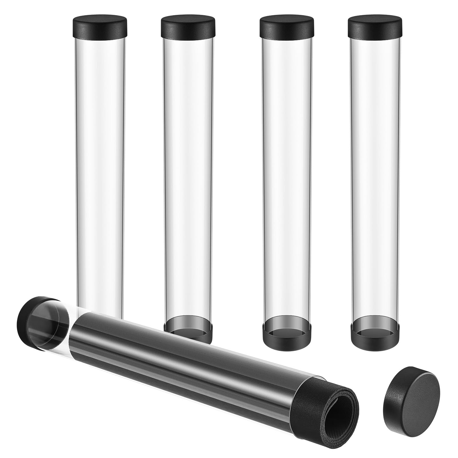 Barydat 4-Pack Clear Prism Playmat Tube for TCG & MTG Card Game Storage - 16.14 Inch Artwork Protection Case, Non-Roll Design | Perfect for Gaming Tournaments, Home Play & Card Collection Organization