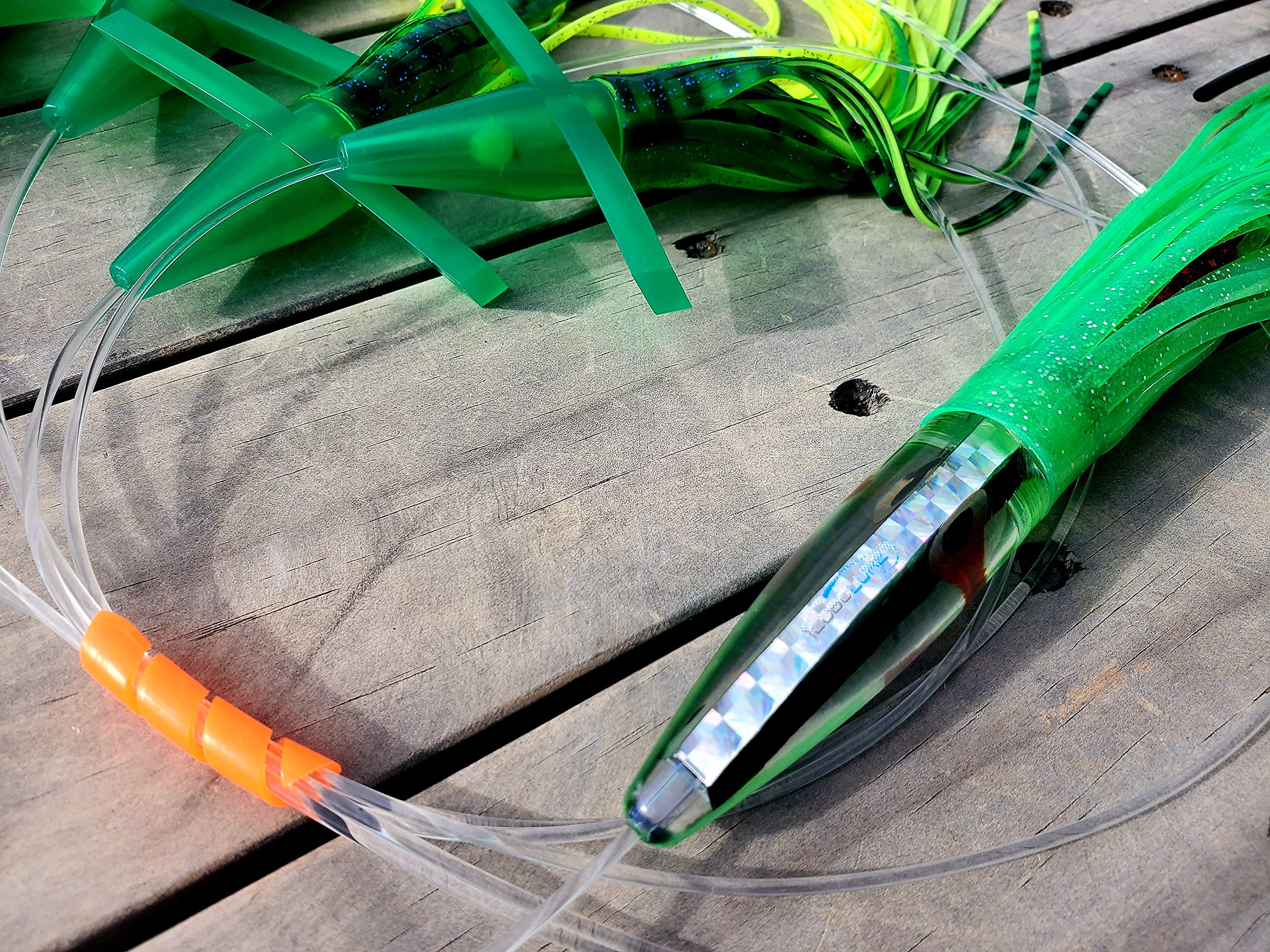 Premium Tuna Fishing Lure Kit - 222 Tuna Crack Commotion Splash Machine with Bullet Daisy Chain, 400lb Leader & 10/0 Hook - Perfect for Offshore Tuna Fishing & Big Game Saltwater Angling