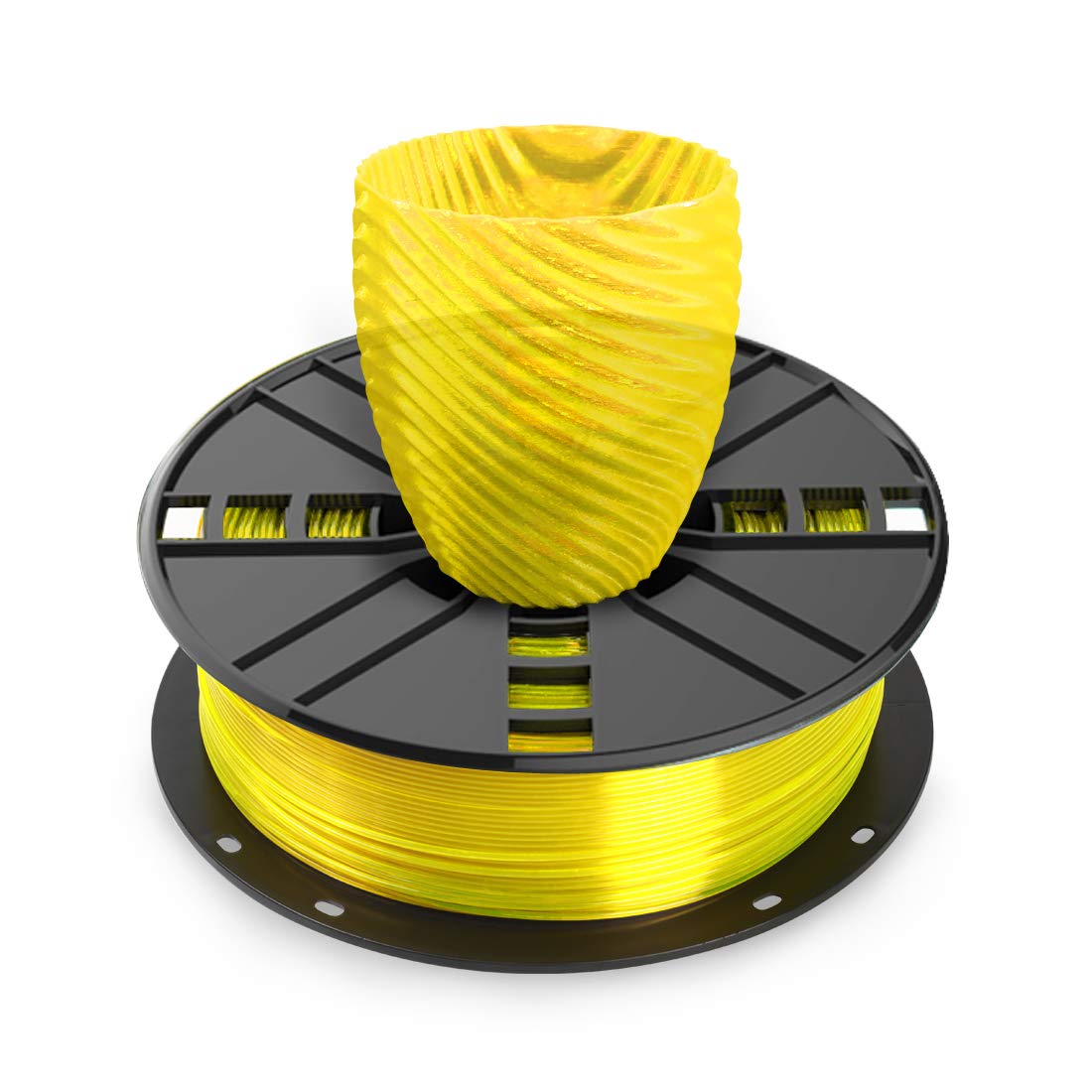 Premium PETG 3D Printer Filament 1.75mm - Vibrant Yellow, 1kg Spool (2.2lbs) with High Precision +/-0.03mm for Smooth 3D Printing - Ideal for DIY Projects, Prototyping, and Creative Models