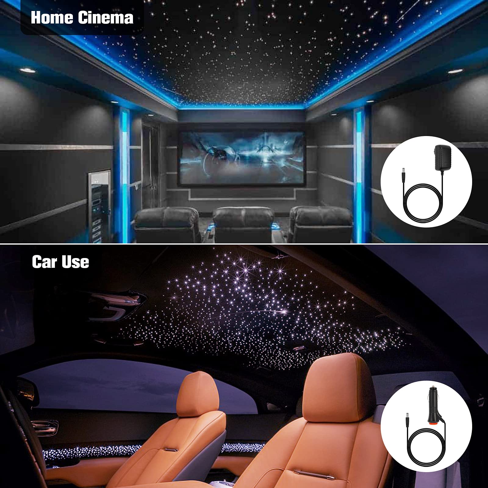 CHINLY 32W 1600pcs Twinkle Fiber Optic Star Ceiling Lights Kit - 13.1ft 0.03in RGBW Bluetooth APP Control with Remote for Home Theater, Bedroom, Pool & Car Headliner | Music Sync & DIY Starry Sky Effect