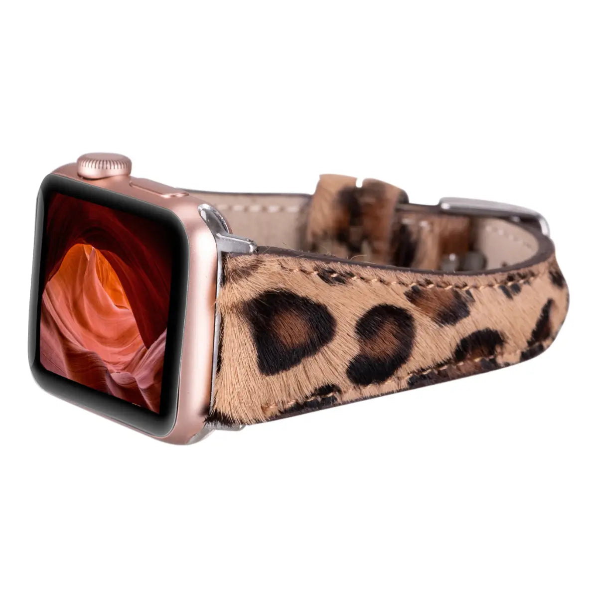 Stylish Faux Leopard Print Leather Apple Watch Band - Slim & Comfortable Design for Workouts, Office & Everyday Wear