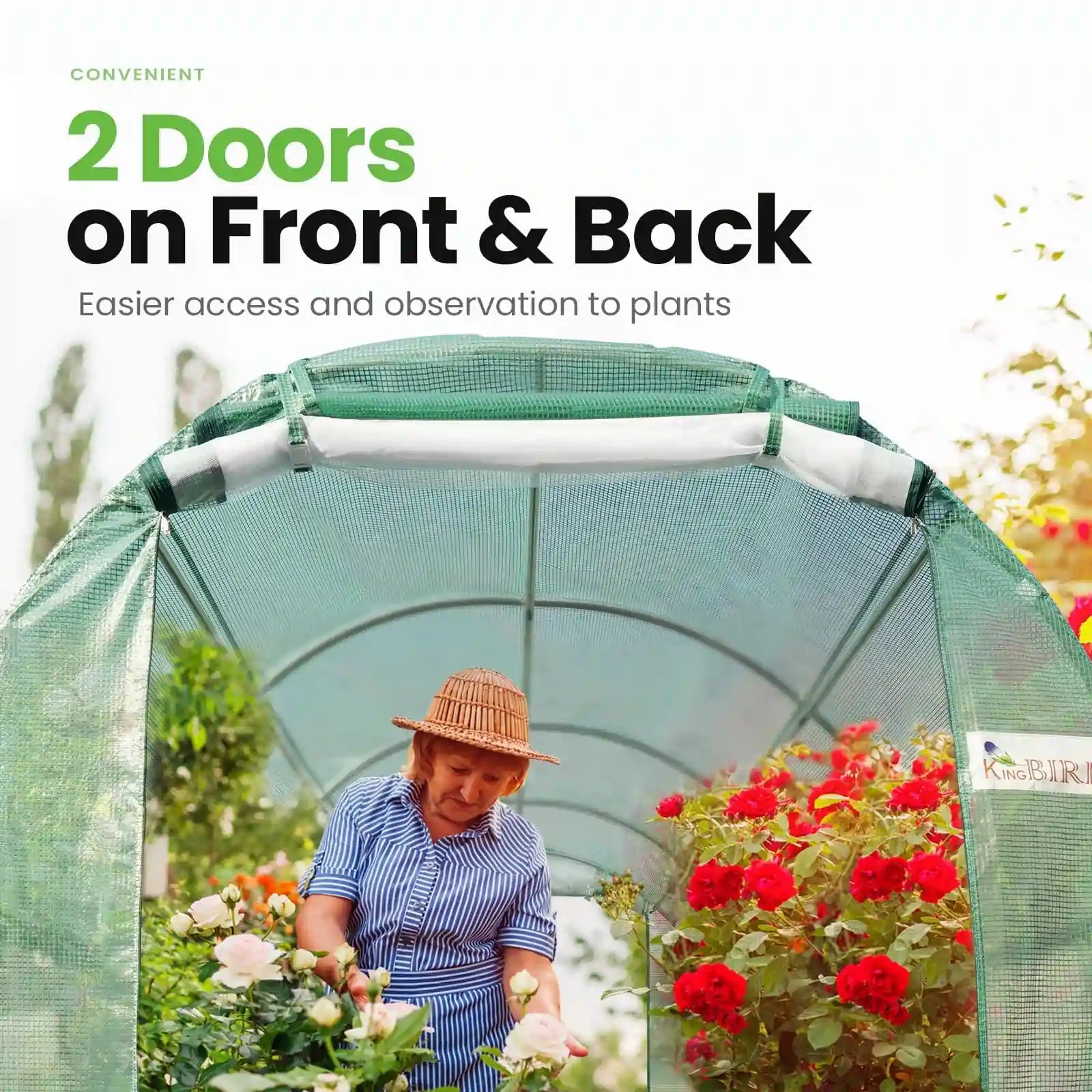 15' x 6.6' x 6.6' Walk-in Greenhouse Kit with Sturdy Frame & UV Protection - Perfect for Backyard Gardening, Plant Growing & Seed Starting