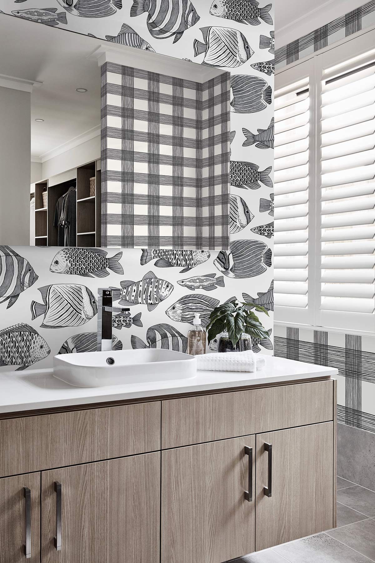 A-Street Prints Wailea Black Tropical School Wallpaper - Removable Peel and Stick Wallpaper for Classroom, Dorm, Kids Room Decor