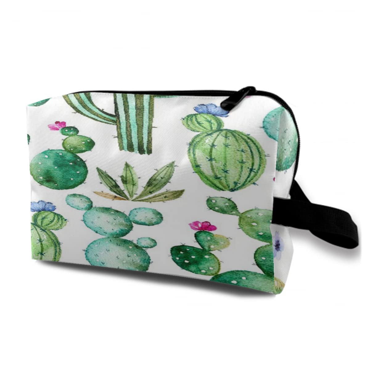 Waterproof Large Travel Makeup Bag - Hand Painted Cactus & Floral Cosmetic Organizer | Reusable Toiletry Pouch for Women | Perfect for Travel, Gym, Camping & Daily Use