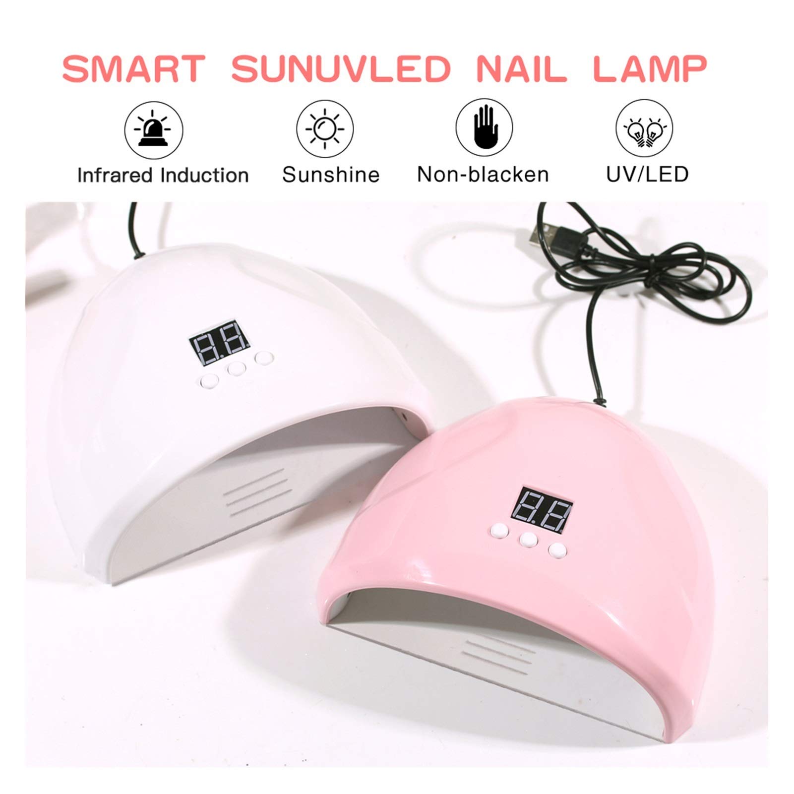 36W LED Nail Lamp with Auto Sensor - Professional Gel Nail Dryer for Gel Polish & Polygel Curing - 3 Timer Settings & LCD Countdown Display (White) | Perfect for Home Manicures & Salon Nail Art