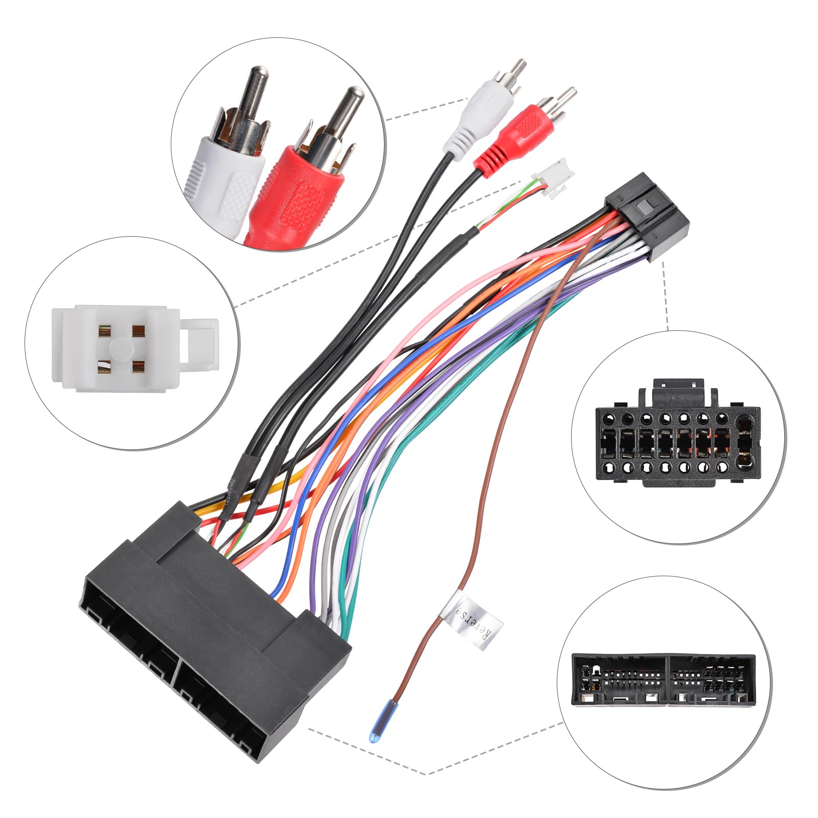 SZSAUTO Car Radio Wiring Harness 2RCA Connector Adapter - Replacement for XE47 - Universal Fit for Aftermarket Car Stereo Installation - Perfect for DIY Car Audio Upgrades & Speaker Connections