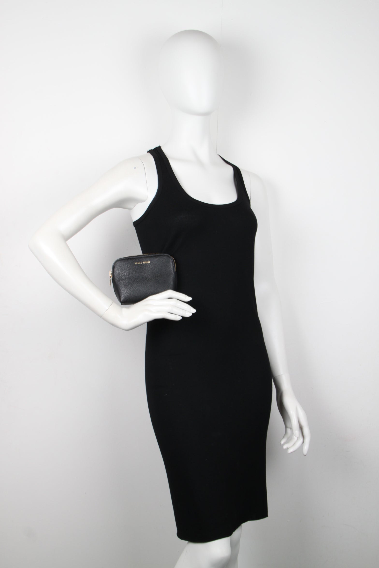 Deadly Ponies Black Leather Crossbody Poucher - Stylish & Compact for Everyday Use, Travel & Work