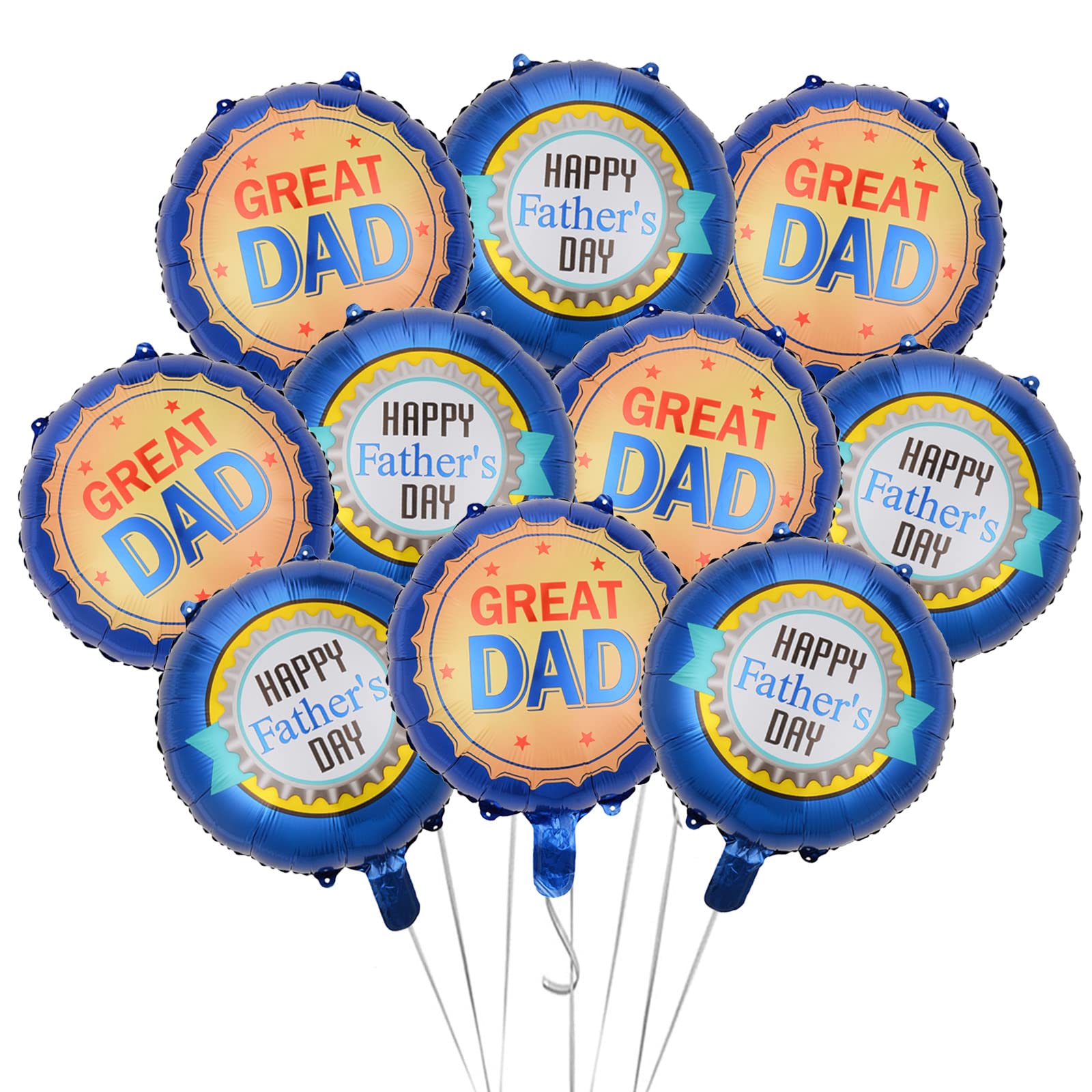 10Pcs Father's Day Balloons - Happy Dad Foil Balloons for Father's Day Party Decorations, Birthday Party Supplies - Perfect for Home Decor, Office Celebrations & Surprise Parties