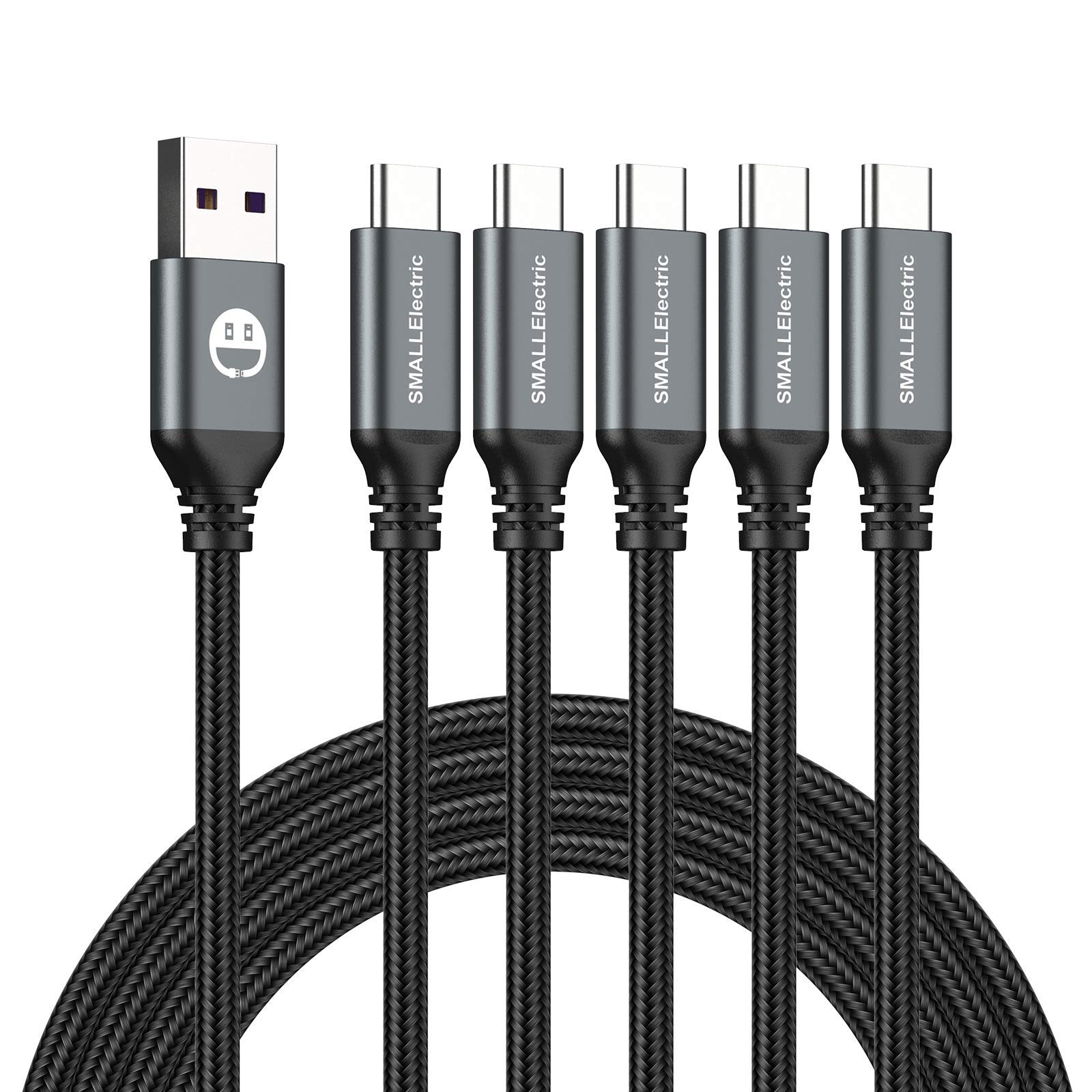 5-Pack 3FT USB Type C to USB A Fast Charging Cable - Braided Durable CarPlay Charger Cord for iPhone 16/15 Pro Max, Samsung Galaxy Note S20/S10/S9/S8 Plus, LG V50/V40/G8/G7 - Perfect for Car Charging & Home/Office Use
