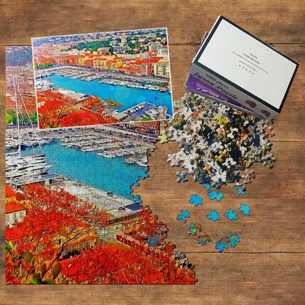 1000 Piece France Old Town Nice Jigsaw Puzzle - Wooden Travel Souvenir & Home Decor for Adults, Perfect Gift for Puzzle Lovers & France Enthusiasts