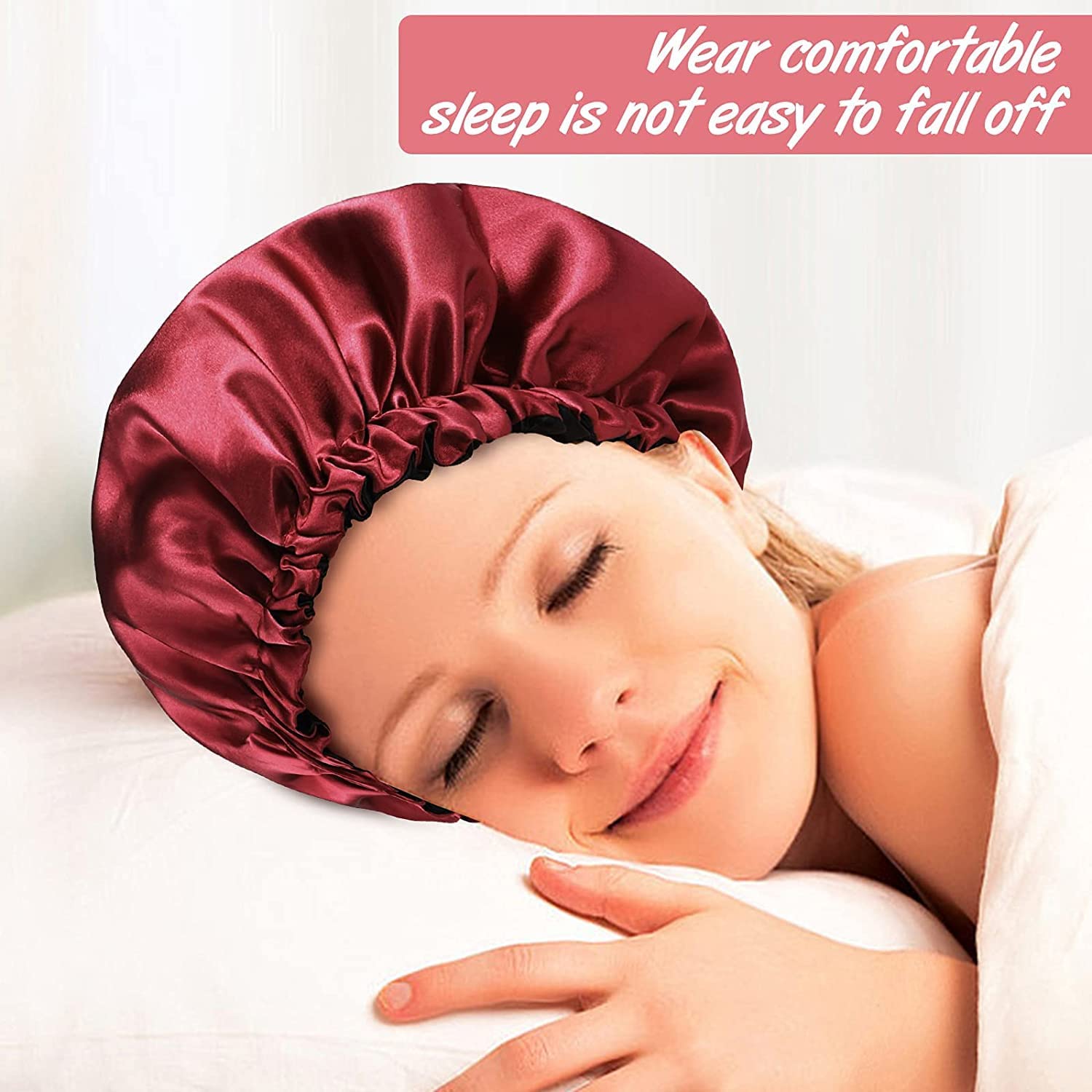 Silk Bonnet for Hair with 3 Satin Scrunchies & 2 Satin Pillow Covers - Adjustable Satin Hair Bonnet for Curly Hair - Best Gift Combo Pack for Women - Perfect for Nighttime Hair Protection & Travel Accessories