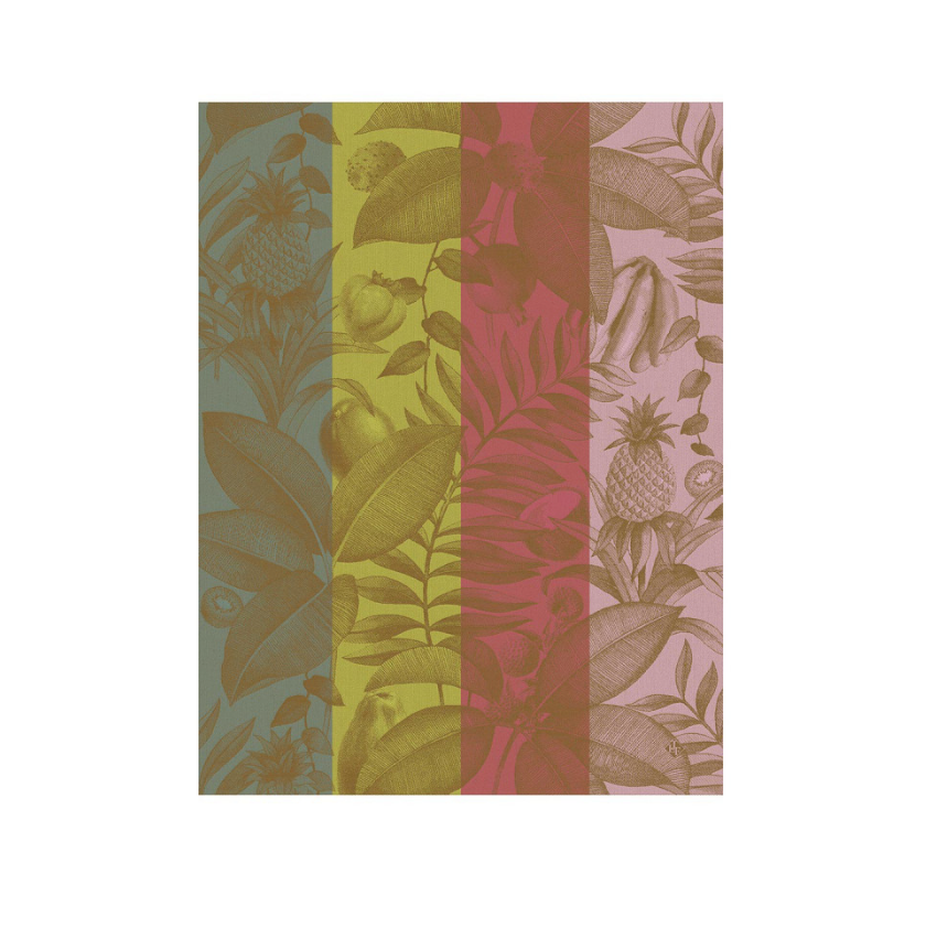 Premium French Jacquard Cotton Tea Towel - Exotic Fruits & Roses Design - Perfect for Kitchen, Dining, and Gift Giving