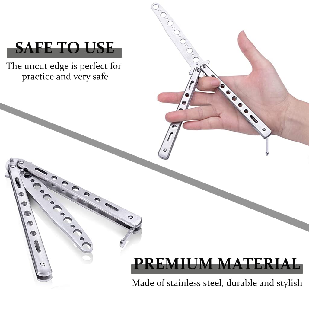 Optifit® Butterfly Knives Trainer - Safe Unsharpened Blade with O-Ring Latch for Beginners & Kids | Perfect for Practice, Skill Development & Butterfly Knife Enthusiasts | Great for Home Training, Outdoor Activities & Collection
