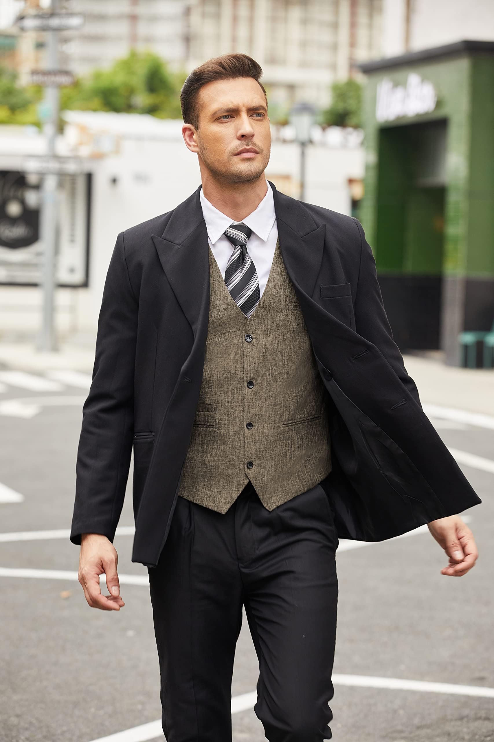 COOFANDY Men's Slim Fit Casual Business Vest - Lightweight Waistcoat for Office & Formal Wear | Perfect for Weddings, Business Meetings & Smart Casual Outfits