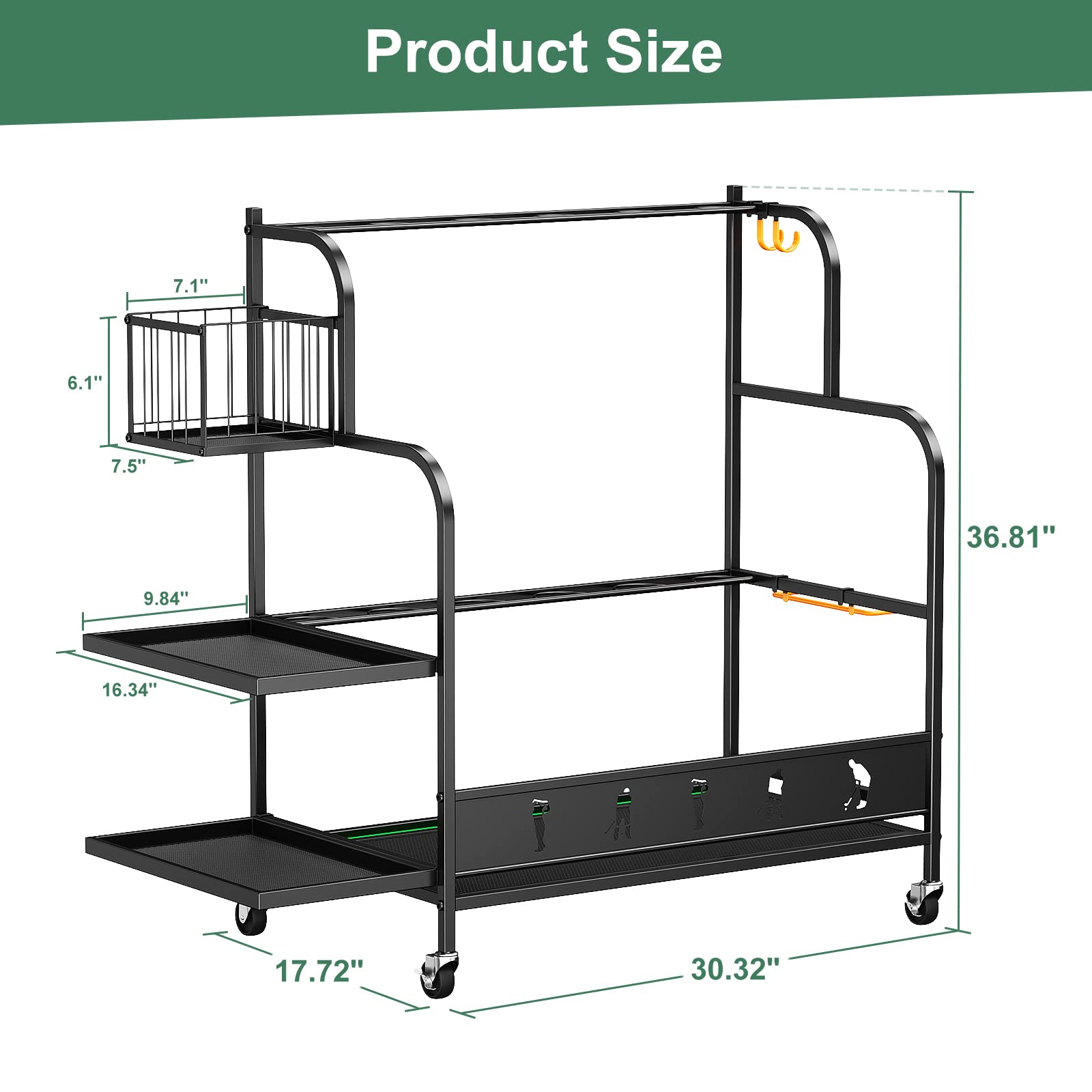 VOPEAK Golf Bag Stand & Organizer - Portable Golf Club Storage for Golf Balls & Equipment Accessories | Easy Assembly Golf Gear Organizer for Garage, Home & Golf Course Use