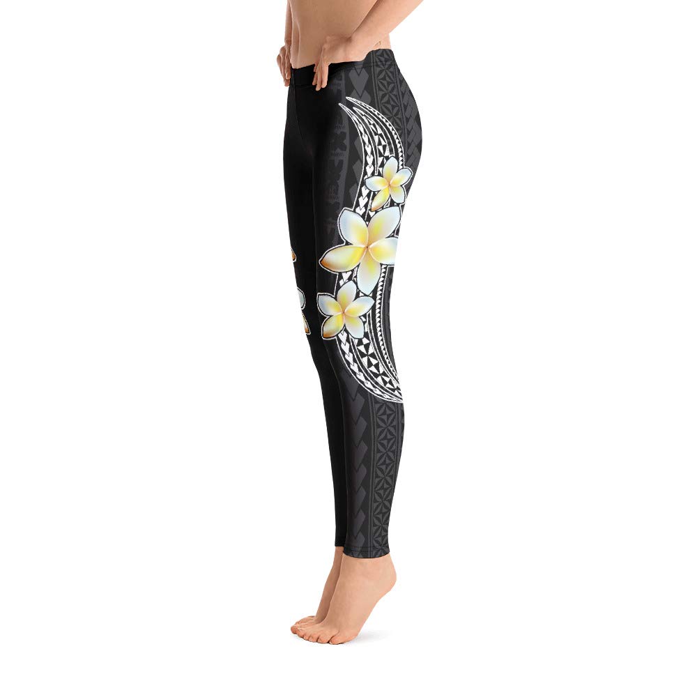 Atikapu Matala'i Kalosipani Leggings - Premium Polynesian Flower Print Yoga Pants for Women | Perfect for Yoga, Workouts & Island Vacations