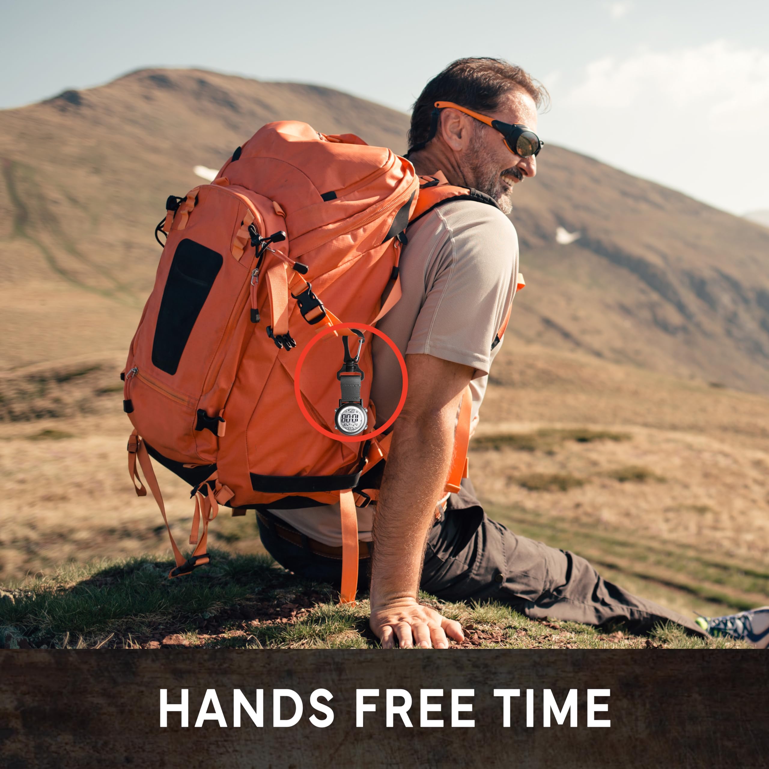 Tactical Digital Clip Watch for Outdoor & Fishing - Dual Time Alarm Timer