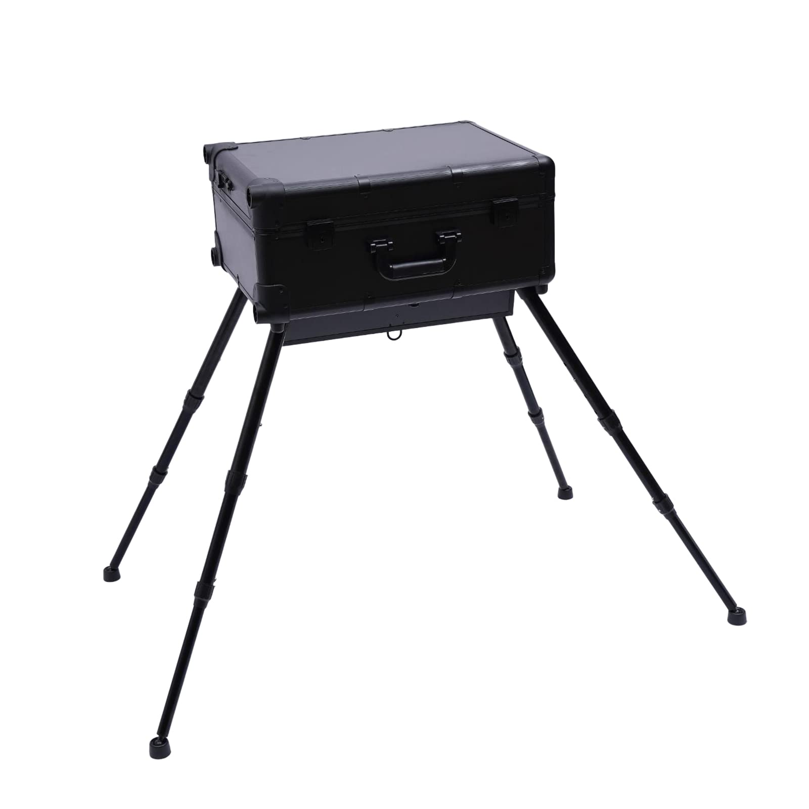 Professional Makeup Train Case with 4 Rolling Wheels, LED Lights & Mirror - Portable Cosmetic Station for Makeup Artists (Black) | Perfect for Salon, Home Beauty & On-the-Go Makeup Application