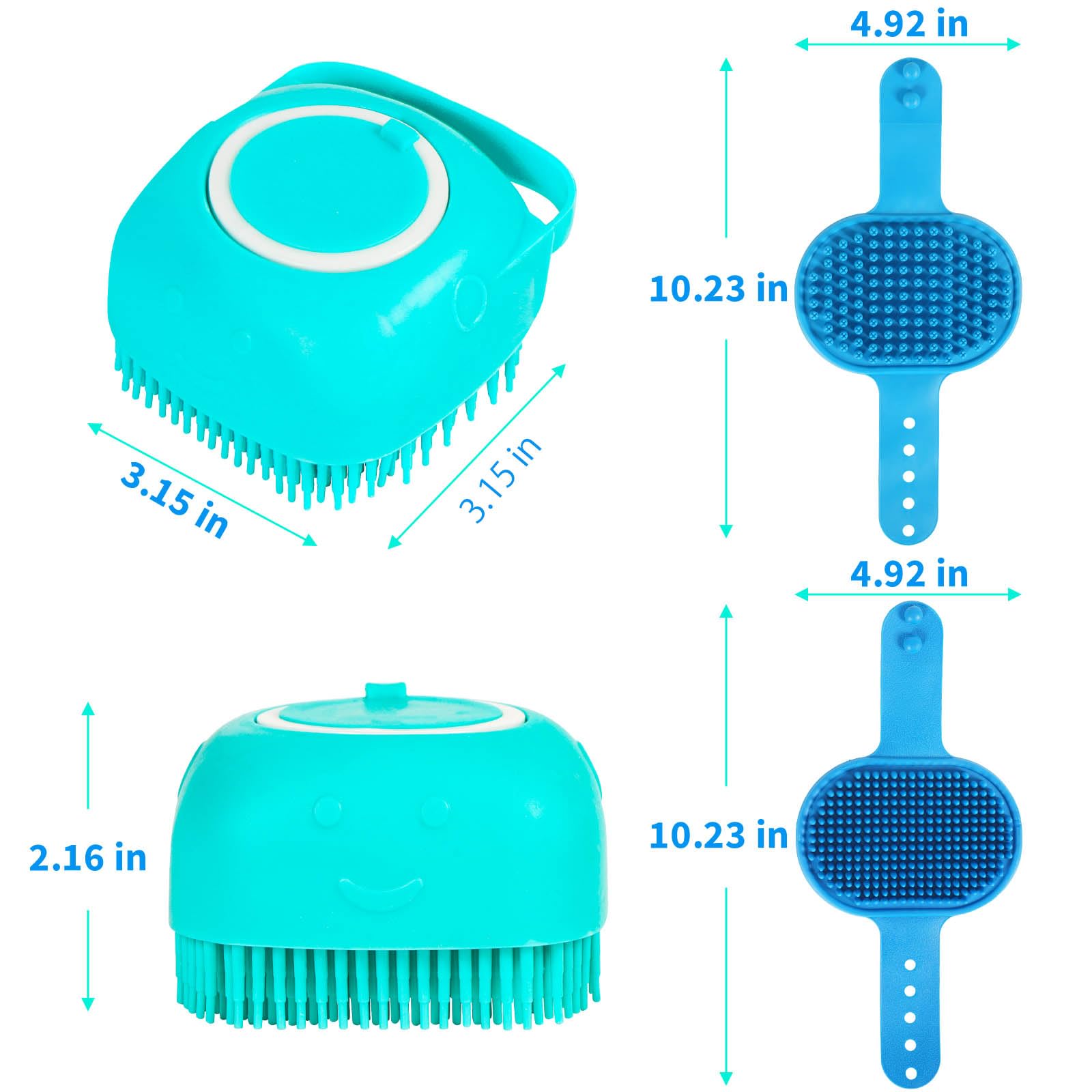 3-in-1 Dog Shampoo Brush - Pet Grooming Scrubber & Shower Brush for Dogs, Cats & Small Animals - Perfect for Bath Time & Massage at Home