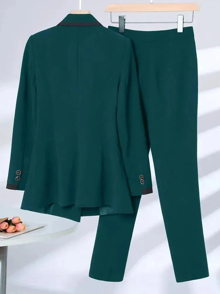Elegant Women's Double Breasted Pant Suit - Professional Formal Blazer & Pants Set for Office, Business Meetings & Special Occasions