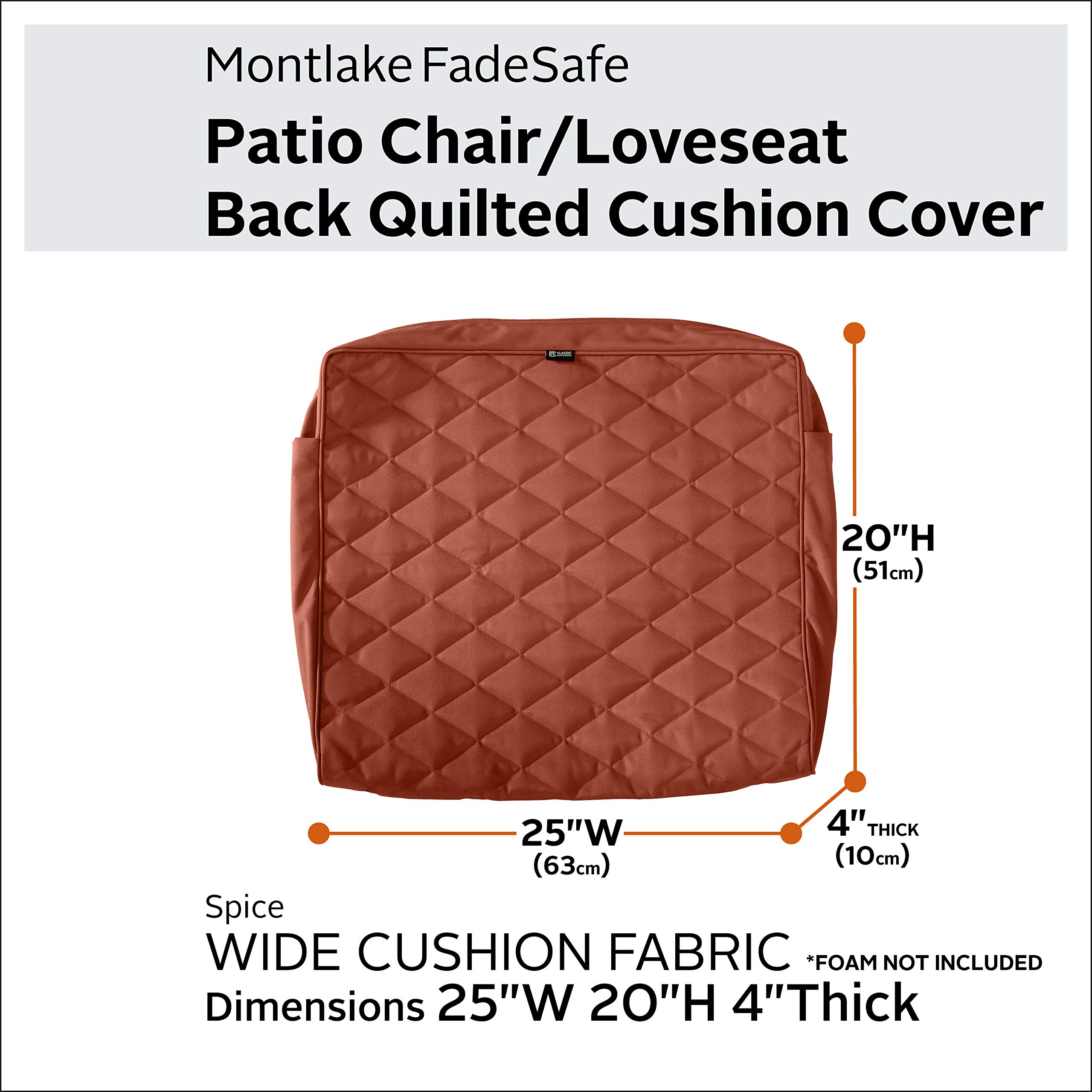 FadeSafe Water-Resistant Quilted Cushion Cover 25x22