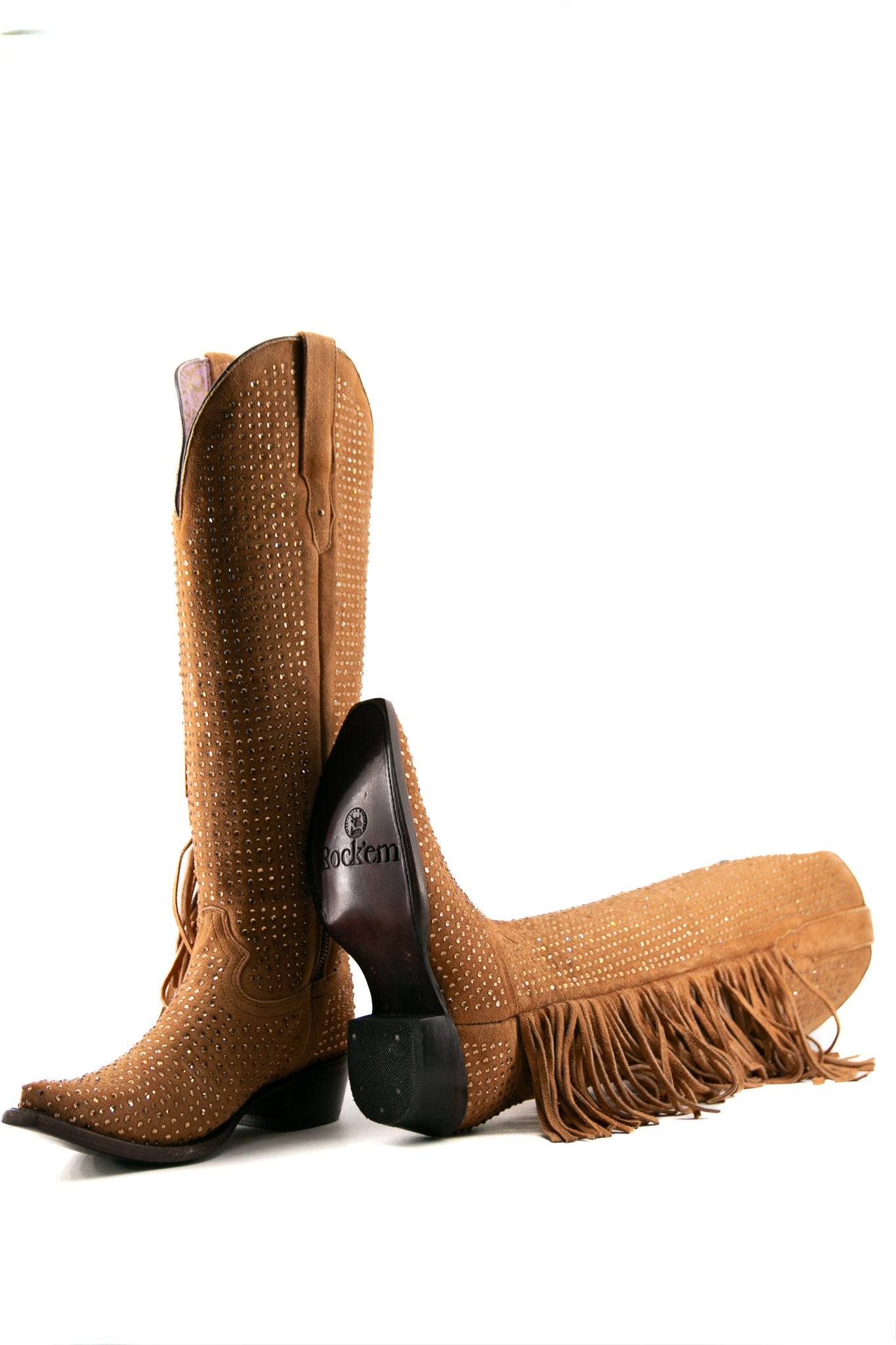 Vegas Sparkles Rhinestone Fringe Cowgirl Boots - Western Tall Snip Toe Boots for Women | Perfect for Country Concerts, Line Dancing & Rodeo Events