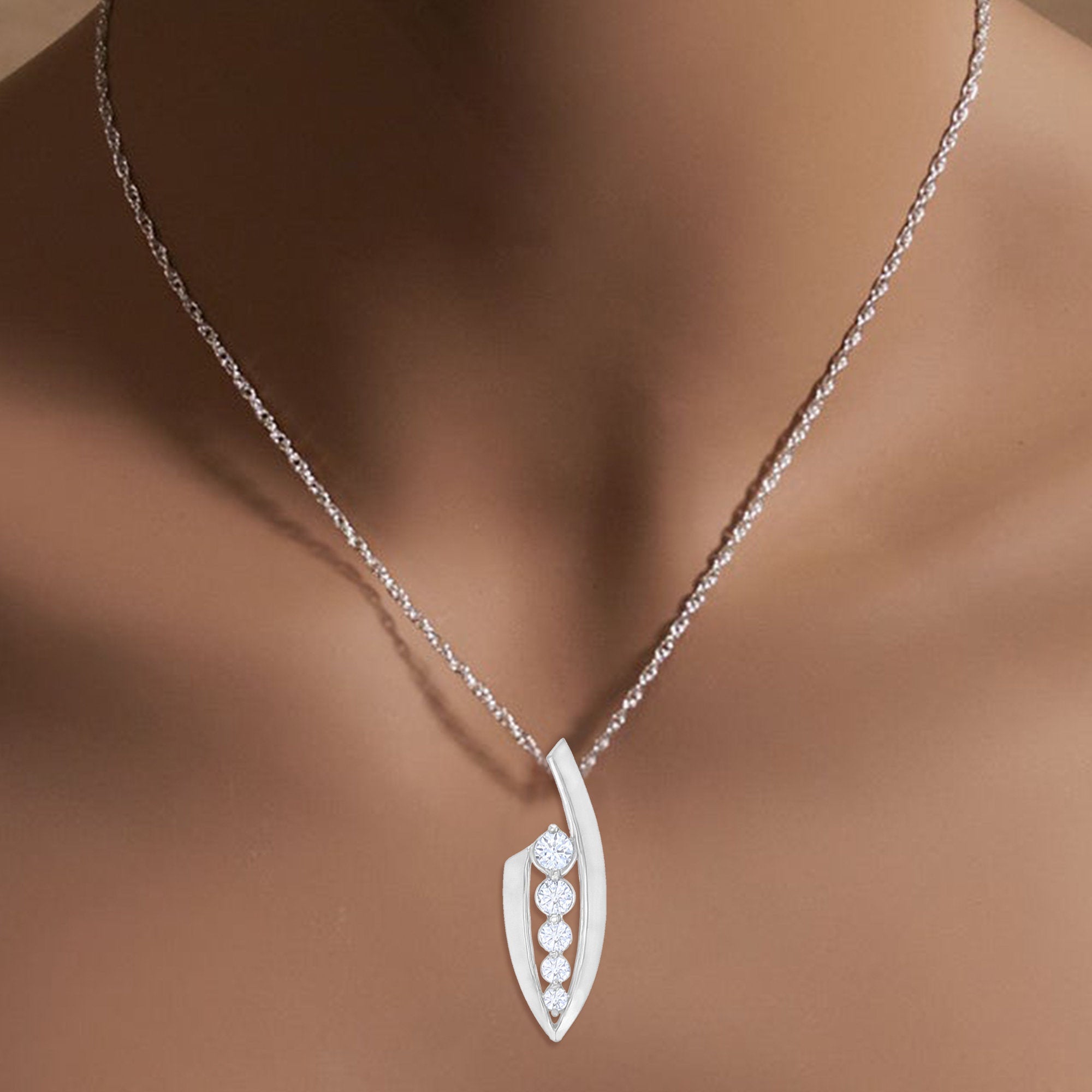 14K White Gold Diamond Necklace - 0.54cttw Elegant Statement Jewelry for Women | Perfect for Weddings, Anniversaries & Special Occasions
