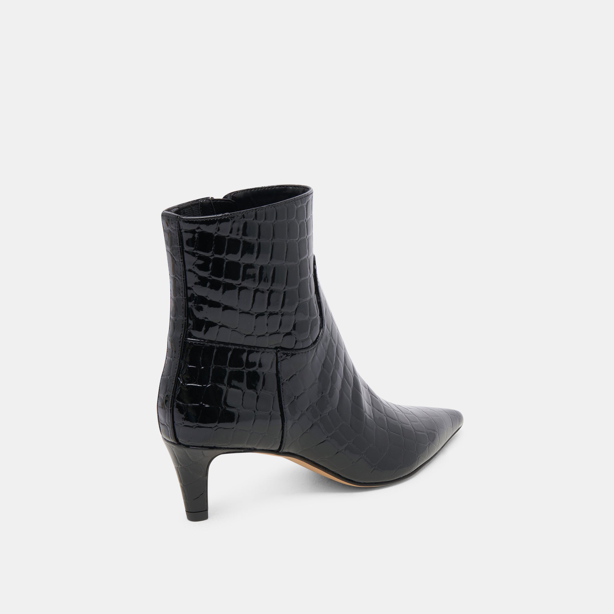 SONDRA Black Embossed Leather Booties for Women - Stylish Ankle Boots for Fall & Winter, Perfect for Office, Party & Casual Outfits