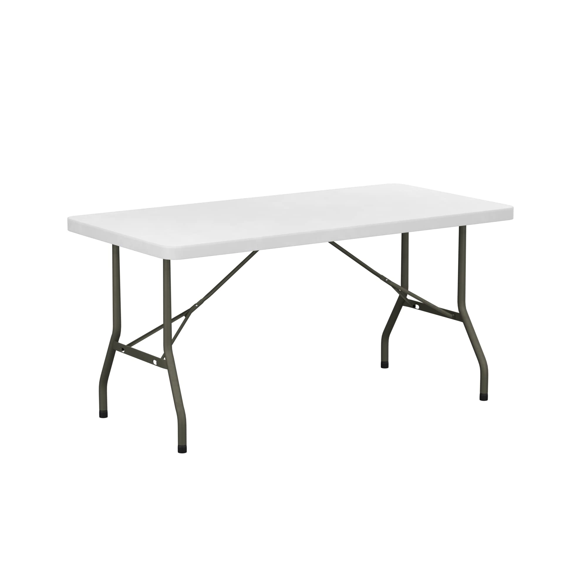 5 ft White Plastic Folding Table - Heavy Duty Portable Rectangle Table 30