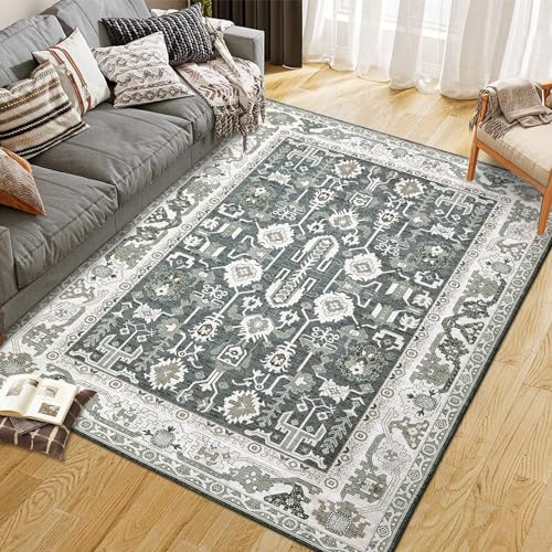 GARVEE 2'x3' Washable Moroccan Boho Rug - Non-Slip Low Profile Area Carpet for Living Room, Bedroom & Dorm Decor