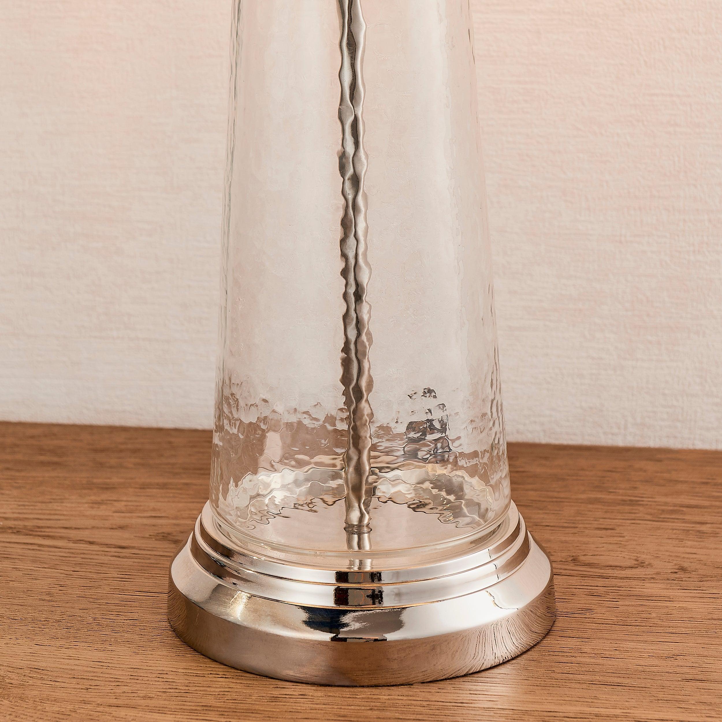 Endon Winslet 1-Light Hammered Glass Table Lamp with Teal Shade - Modern Bedside Lighting for Bedroom, Living Room & Office Decor