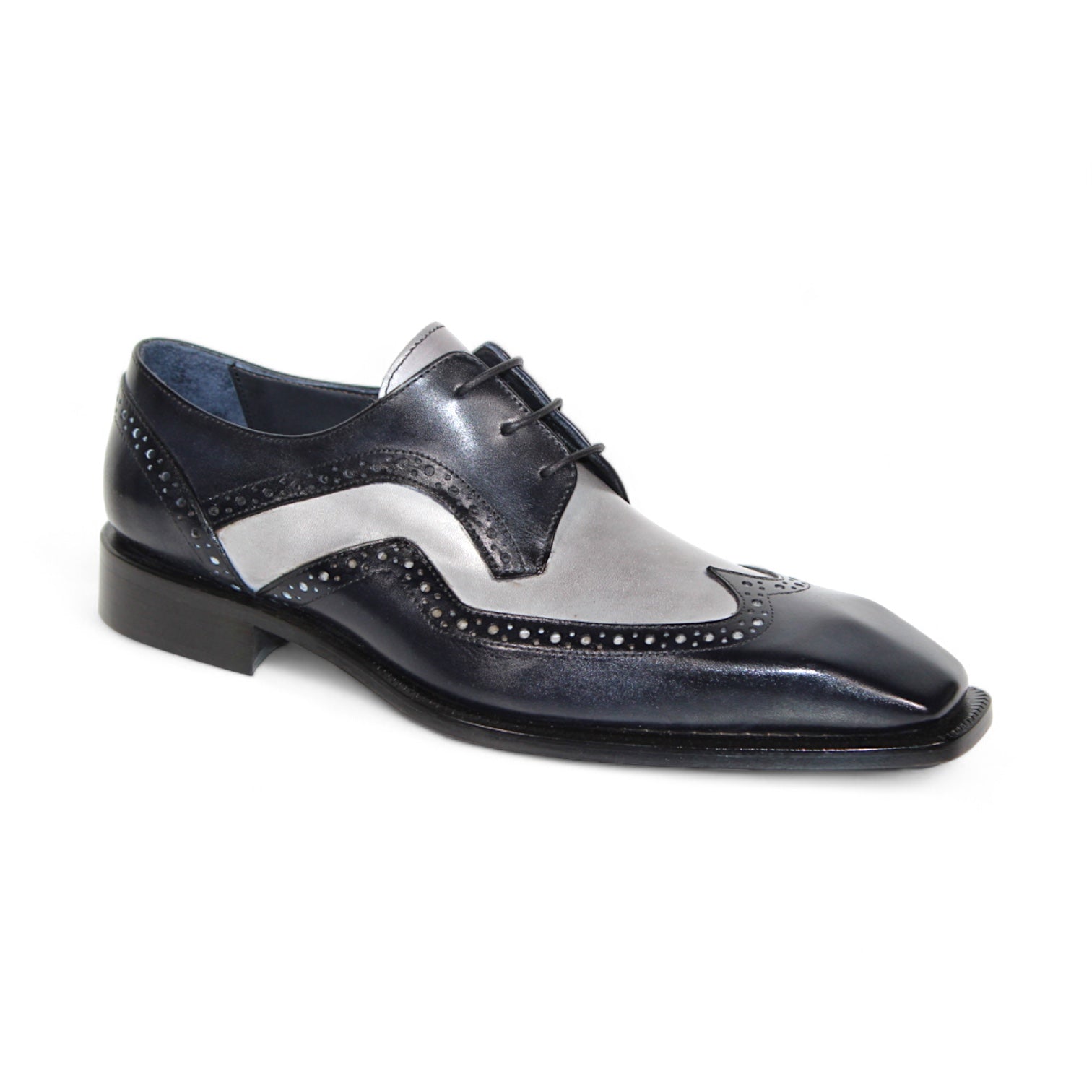Duca Di Matiste Saranno Men's Dress Shoes - Black & Light Grey Oxfords for Business & Formal Occasions