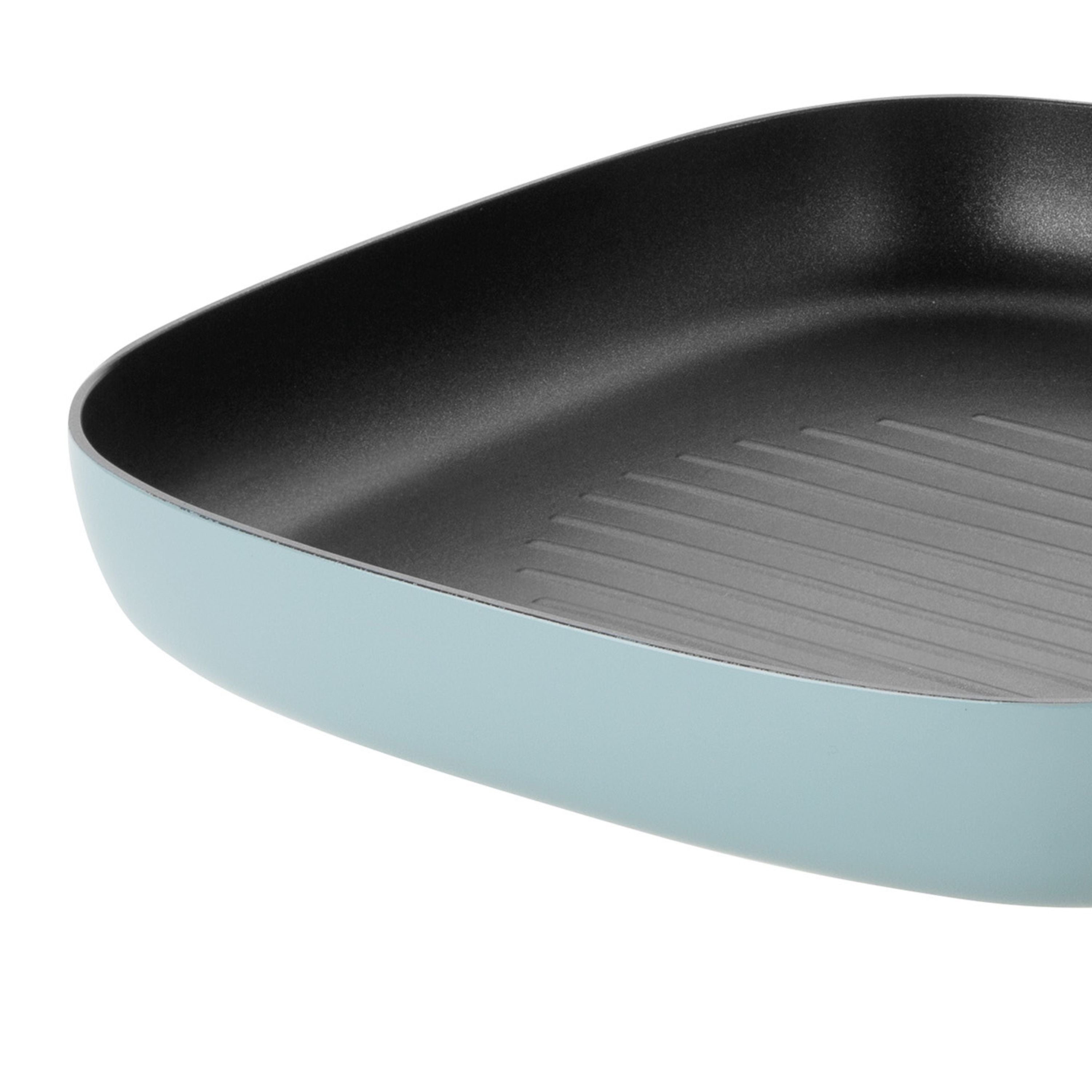 BergHOFF 10.25 Inch Slate Non-Stick Aluminum Grill Pan for Stovetop & Oven Use - Perfect for Grilling Steaks, Vegetables & Burgers Indoor