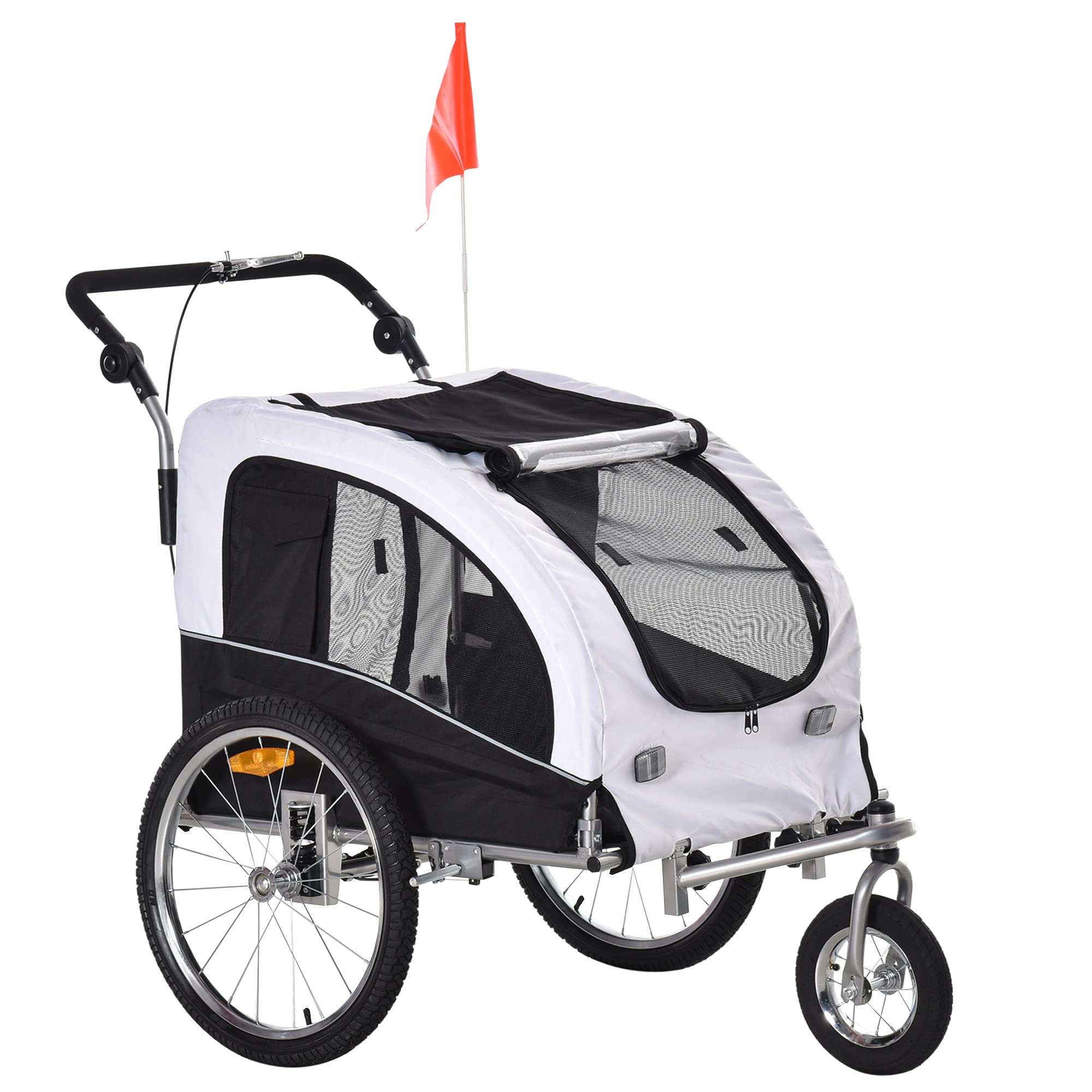 Aosom Elite II 2-in-1 Pet Bike Trailer & Dog Stroller with Shock Absorber, Storage Pockets - Perfect for Cycling, Jogging & Outdoor Adventures with Your Dog