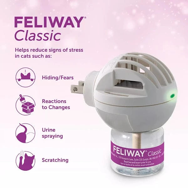 FELIWAY Classic 30-Day Refill for Cats - Calming Pheromone Diffuser - Reduces Stress & Anxiety in Cats - Perfect for Vet Visits, Travel & Home Use