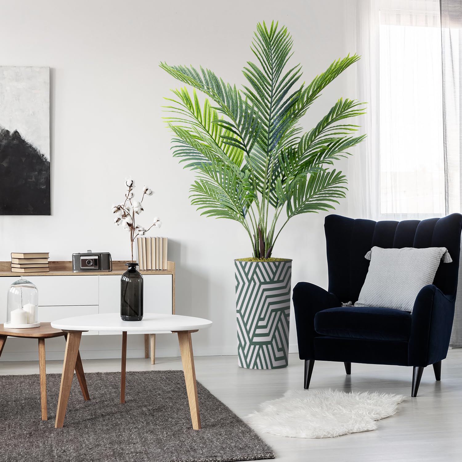 Artificial Areca Palm Tree in Geometric Planter - 66