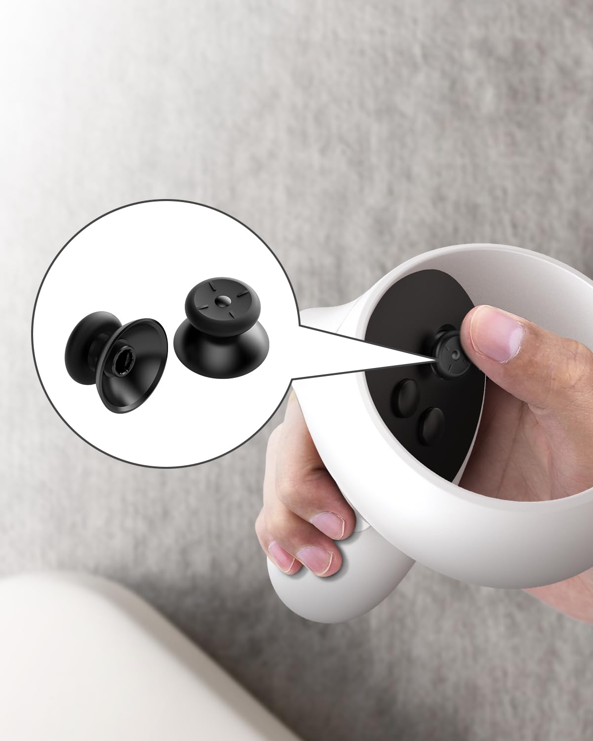 Oculus Quest 2 & Meta Quest 3 Controller Thumbsticks Replacement (2-Pack) - Black 2-in-1 Design for Enhanced VR Gaming Experience - Perfect for VR Gaming, Fitness, and Social Interaction