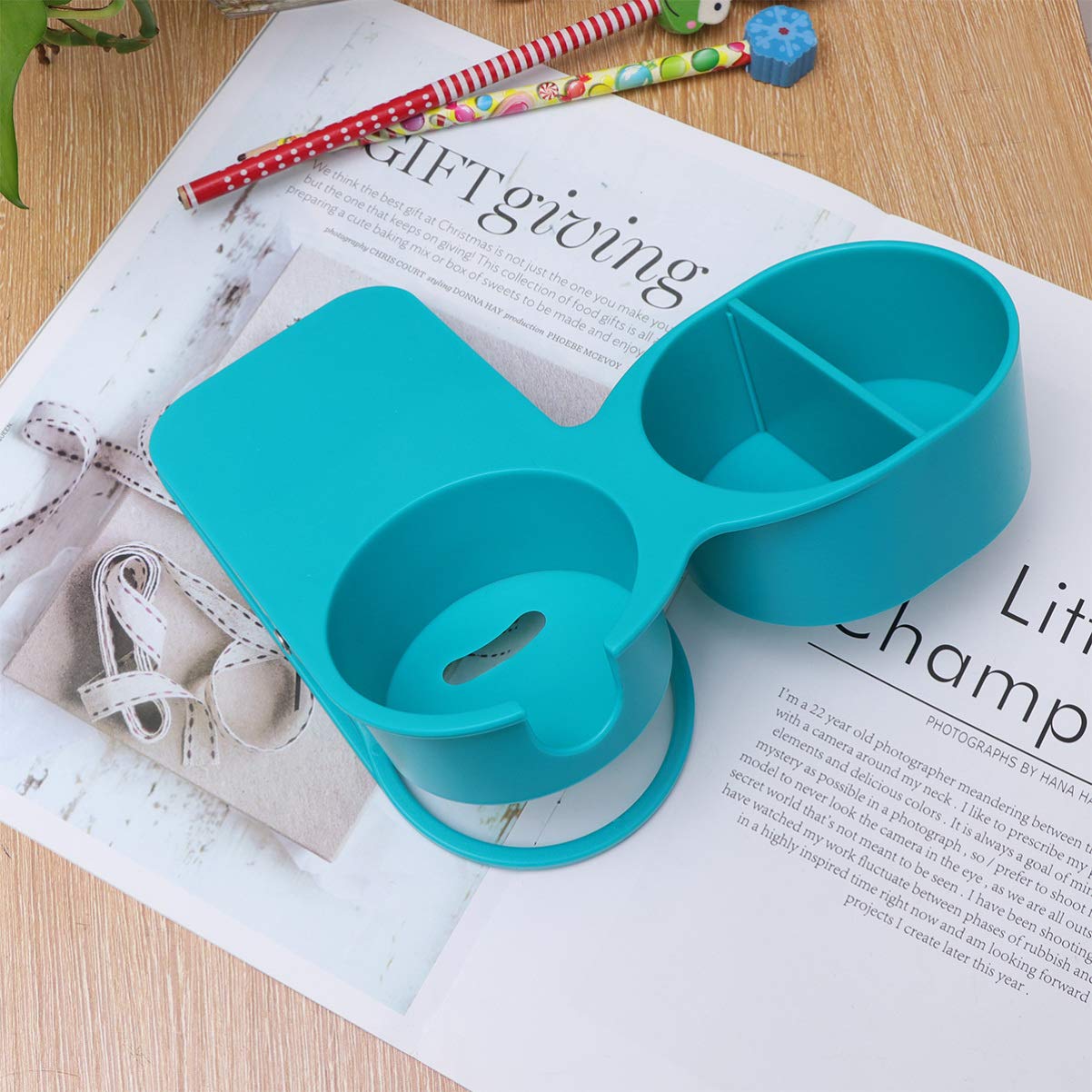 UPKOCH Clip On Cup Holder - Adjustable Drink Beverage Coffee Mug Organizer for Home, Office, Desk & Table Edge (Blue) - Perfect for Workspaces, Cars, Dorms & Outdoor Use