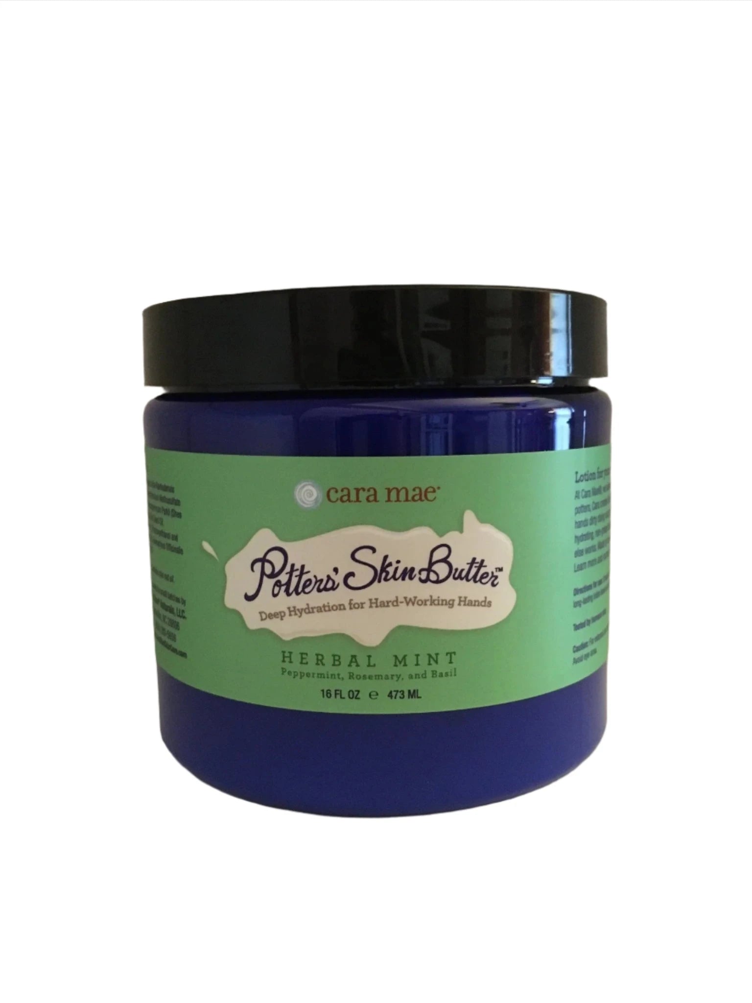 Cara Mae Herbal Mint Potters' Skin Butter - Natural Moisturizing Hand Cream for Dry Cracked Skin - Perfect for Potters, Gardeners & DIY Enthusiasts