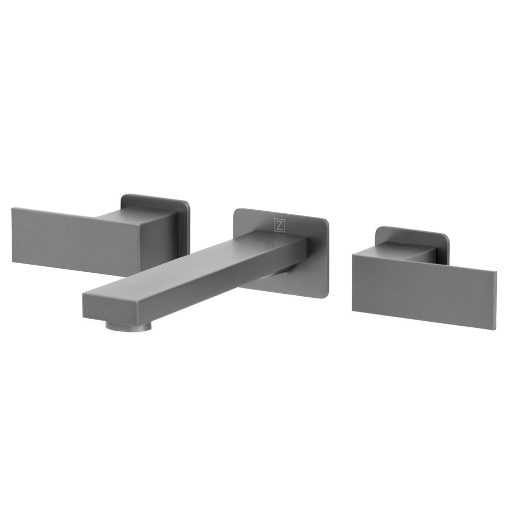 ZLINE Bliss Wall Mount Bathroom Faucet in Gun Metal Finish - Modern Matte Black Bath Sink Faucet for Vanity, Powder Room & Guest Bath (BLS BFW GM) - Perfect for Contemporary Home Renovations and Spa-Inspired Bathrooms