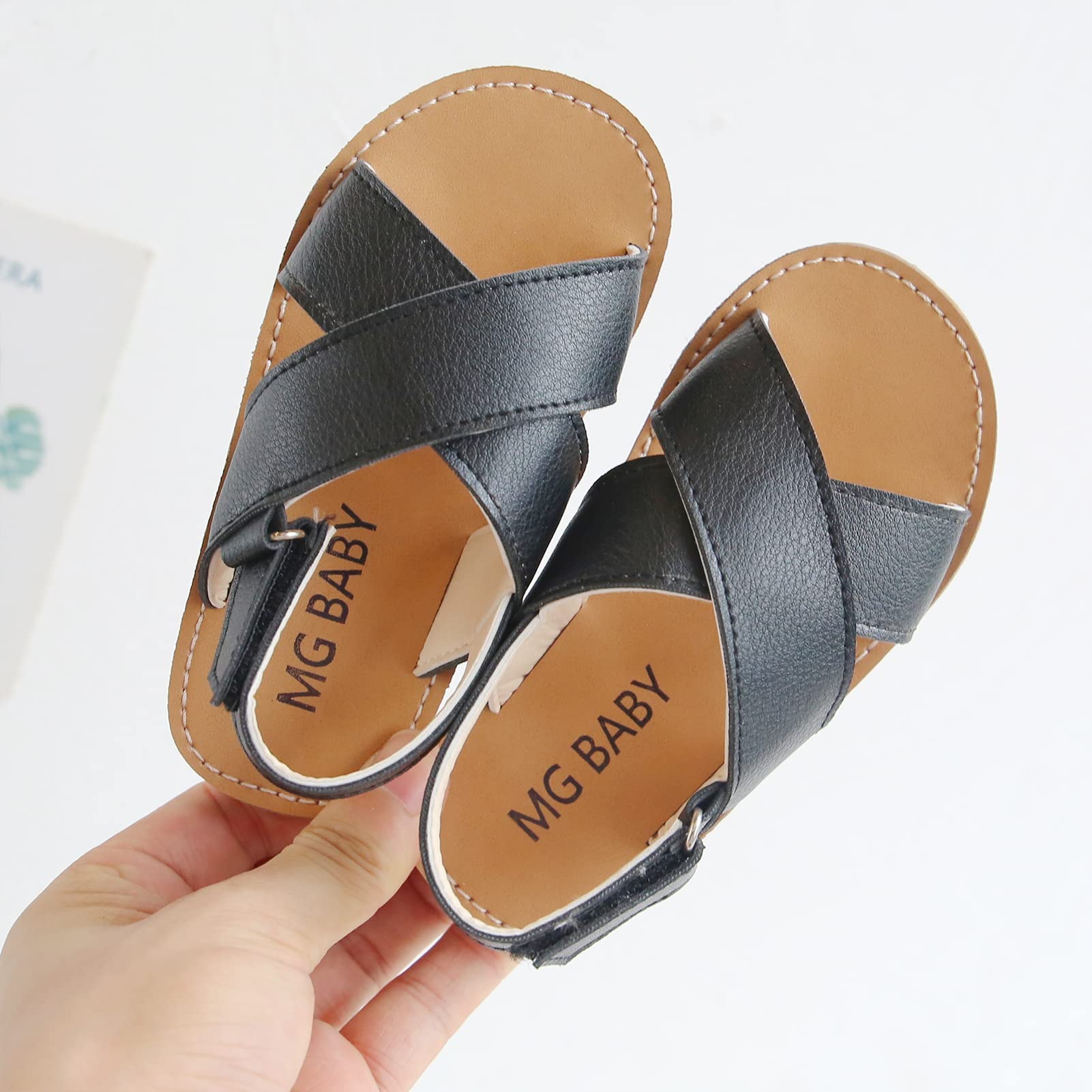 SEAUR Girls Sandals for Toddlers & Kids - Soft PU Leather Summer Sandals for Baby Boys & Girls - Comfortable Flat Sandals for Outdoor Play, Beach, Park & Daily Wear